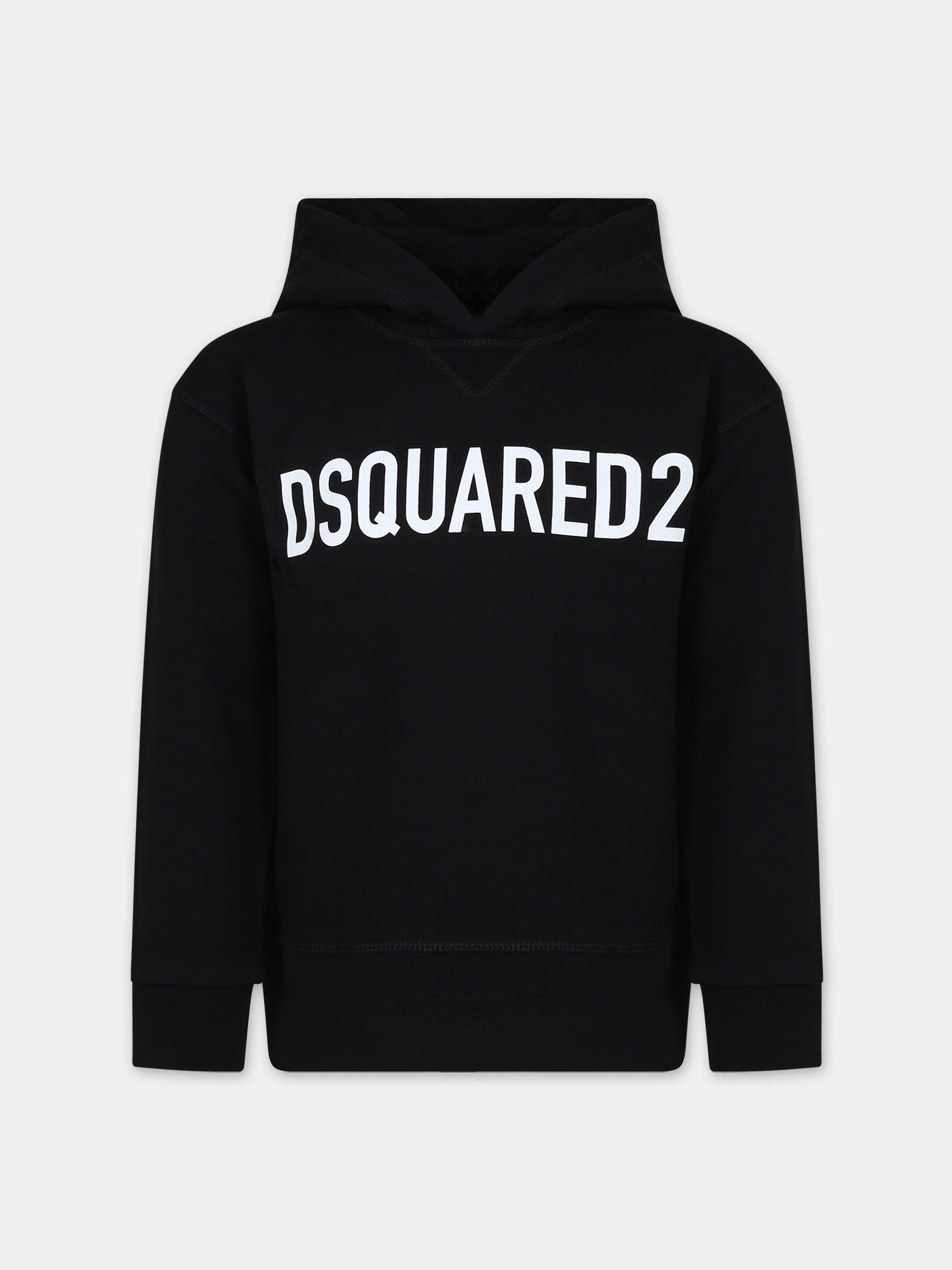 Felpa nera per bambino con logo,Dsquared2,DQ1782 D0A4D DQ900