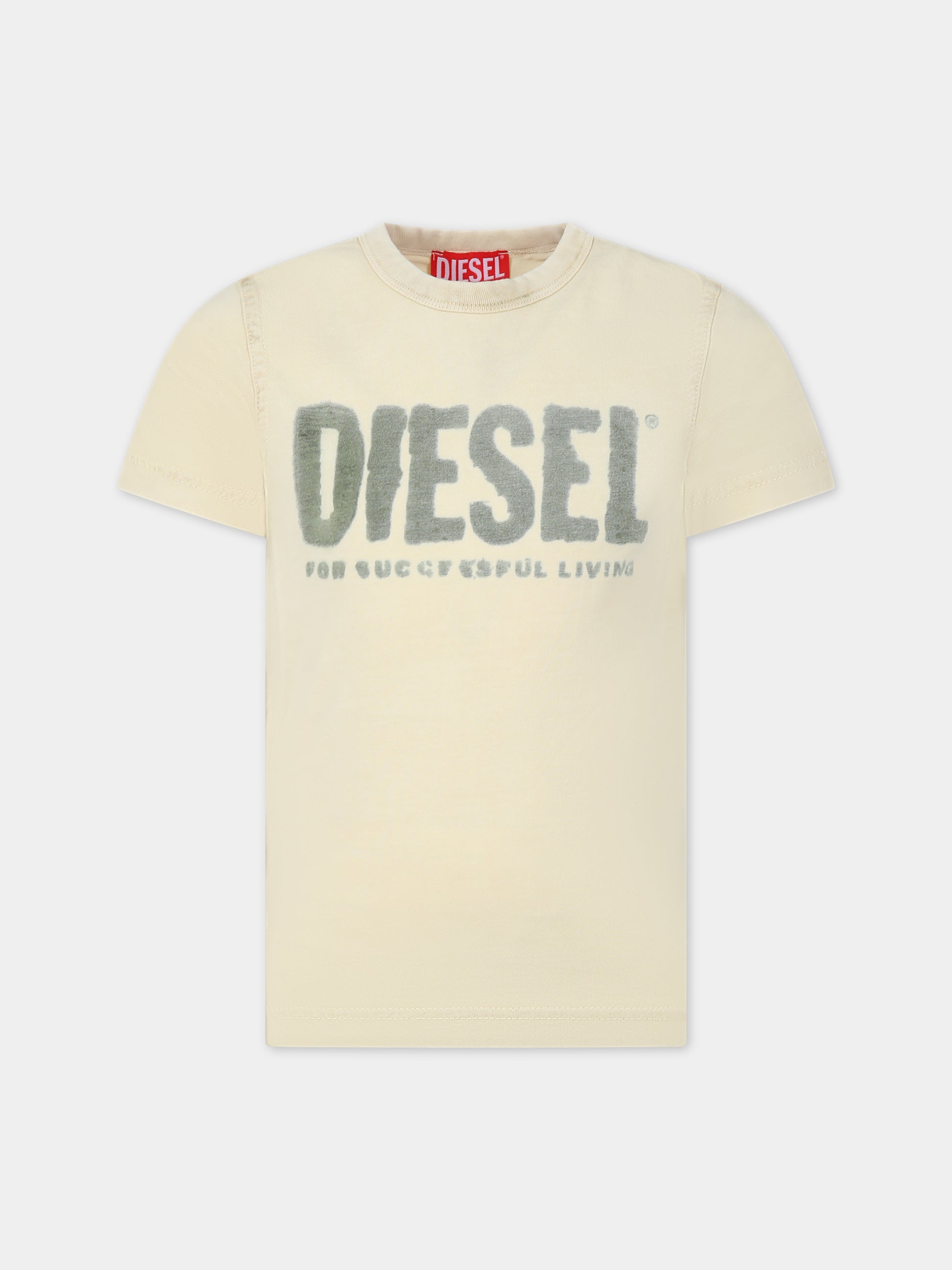 T-shirt gialla  per bambino con logo,Diesel,J01130 0KFAV K243