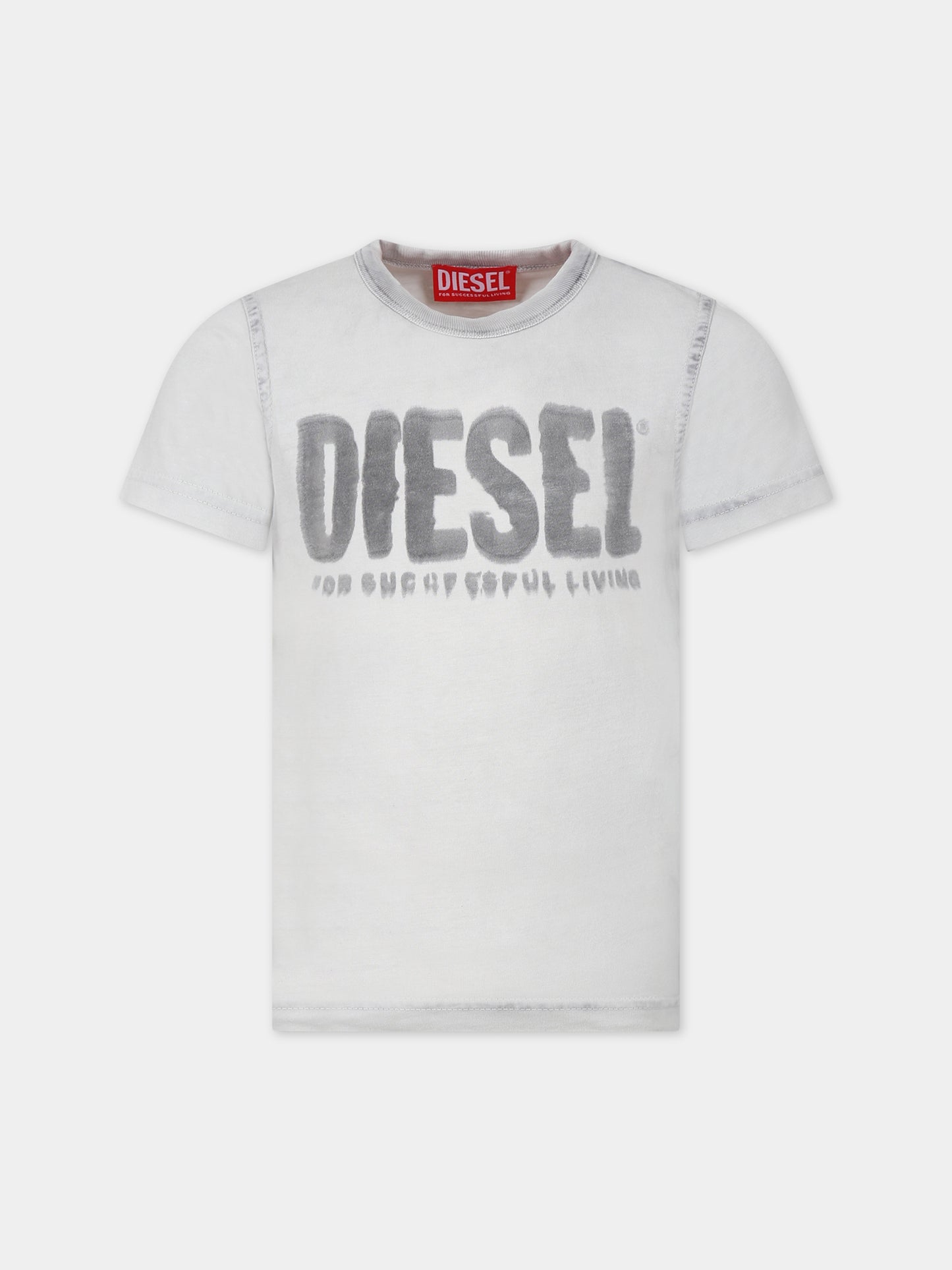 T-shirt grigia per bambino con logo,Diesel,J01130 0KFAV K955