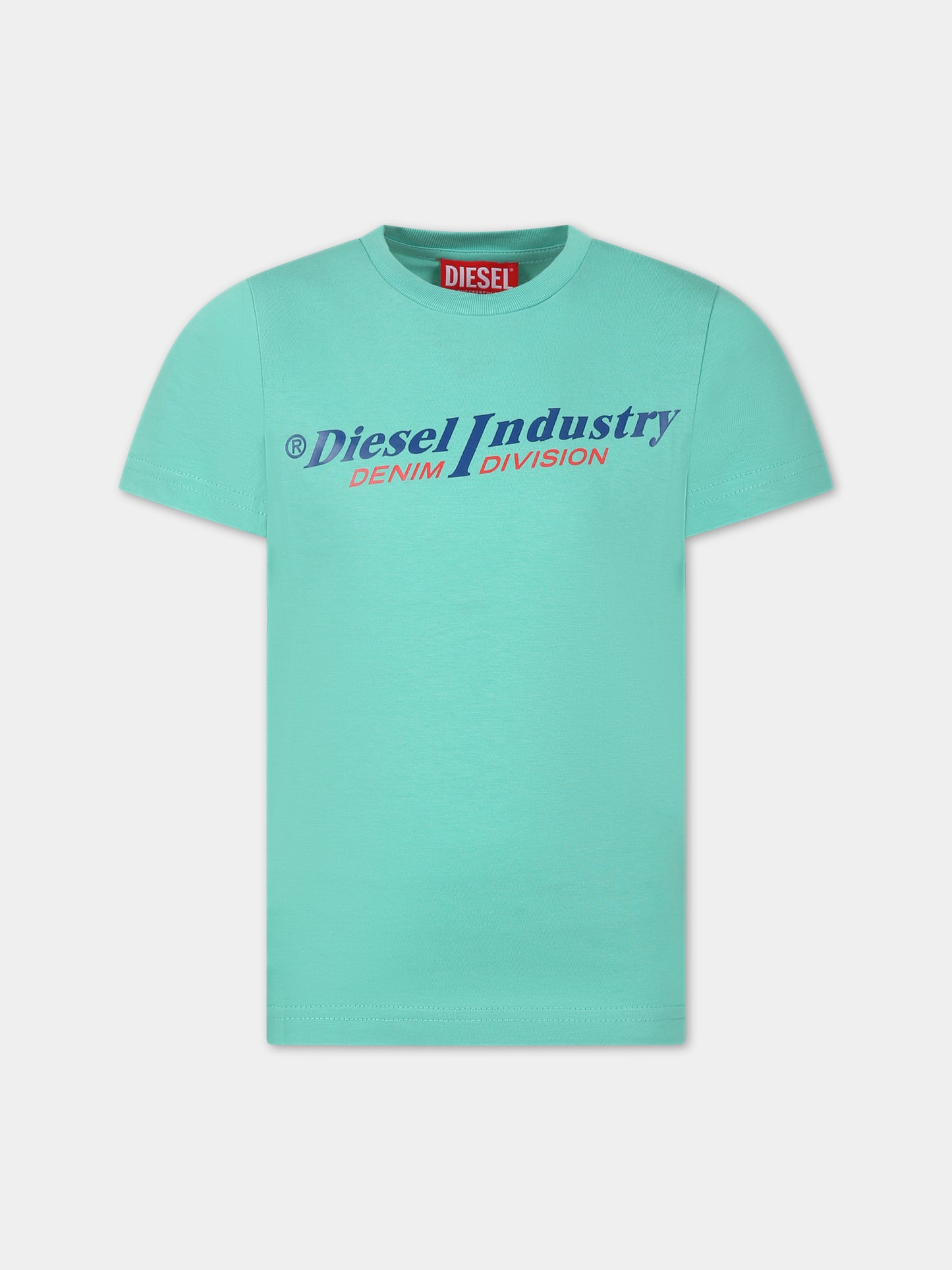 T-shirt verde per bambino con logo,Diesel,J01132 00YI9 K50T