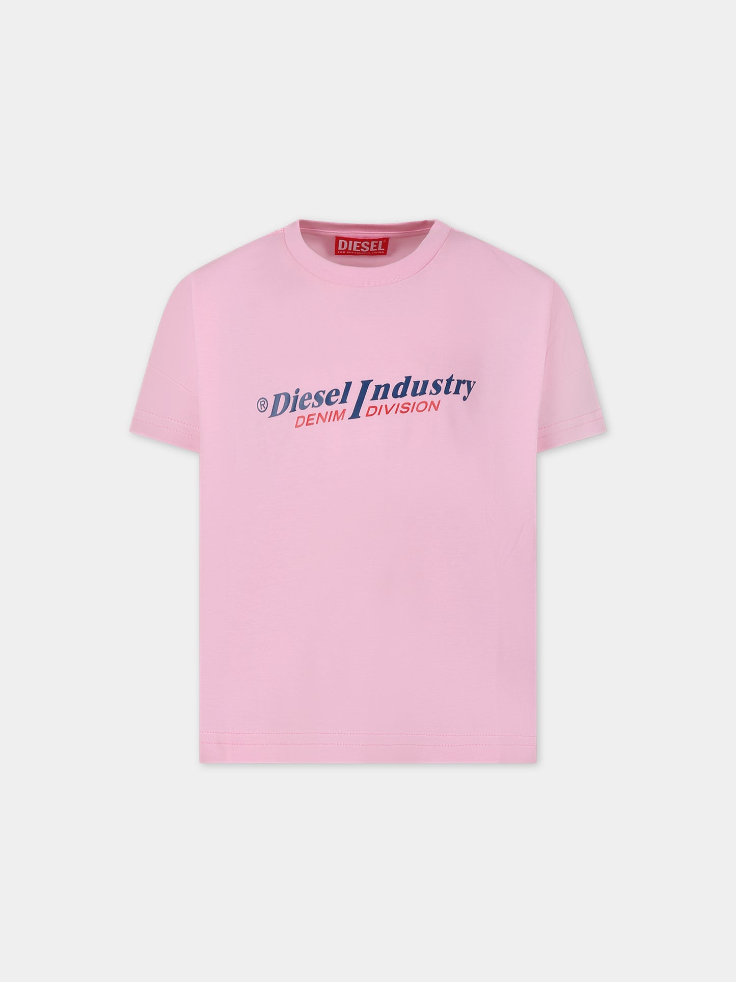 T-shirt rosa per bambina con logo,Diesel,J01182 00YI9 K369G