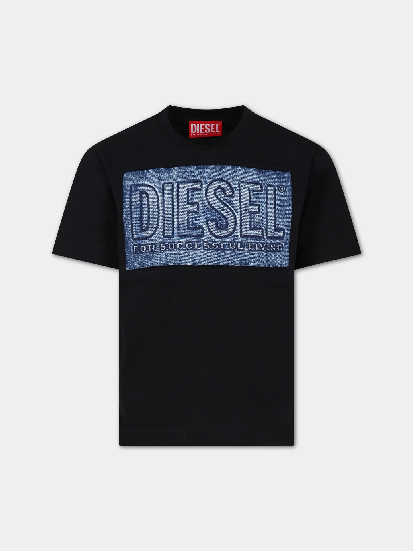 T-shirt nera per bambino con logo,Diesel,J01209 00YI9 K900