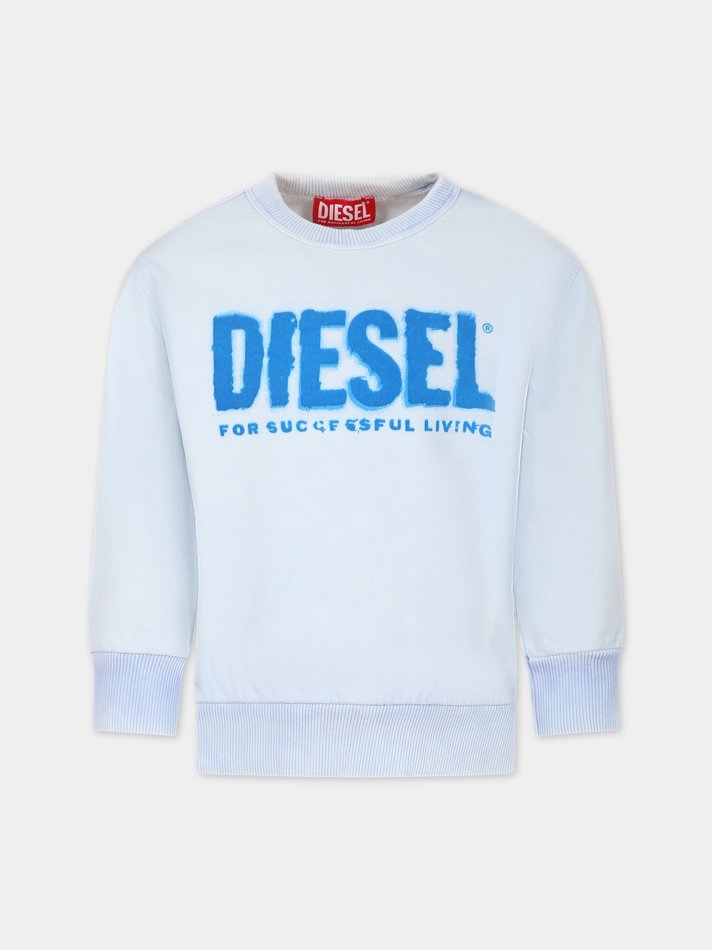 Felpa celeste per bambino con logo,Diesel,J01114 KYAU8 K80G