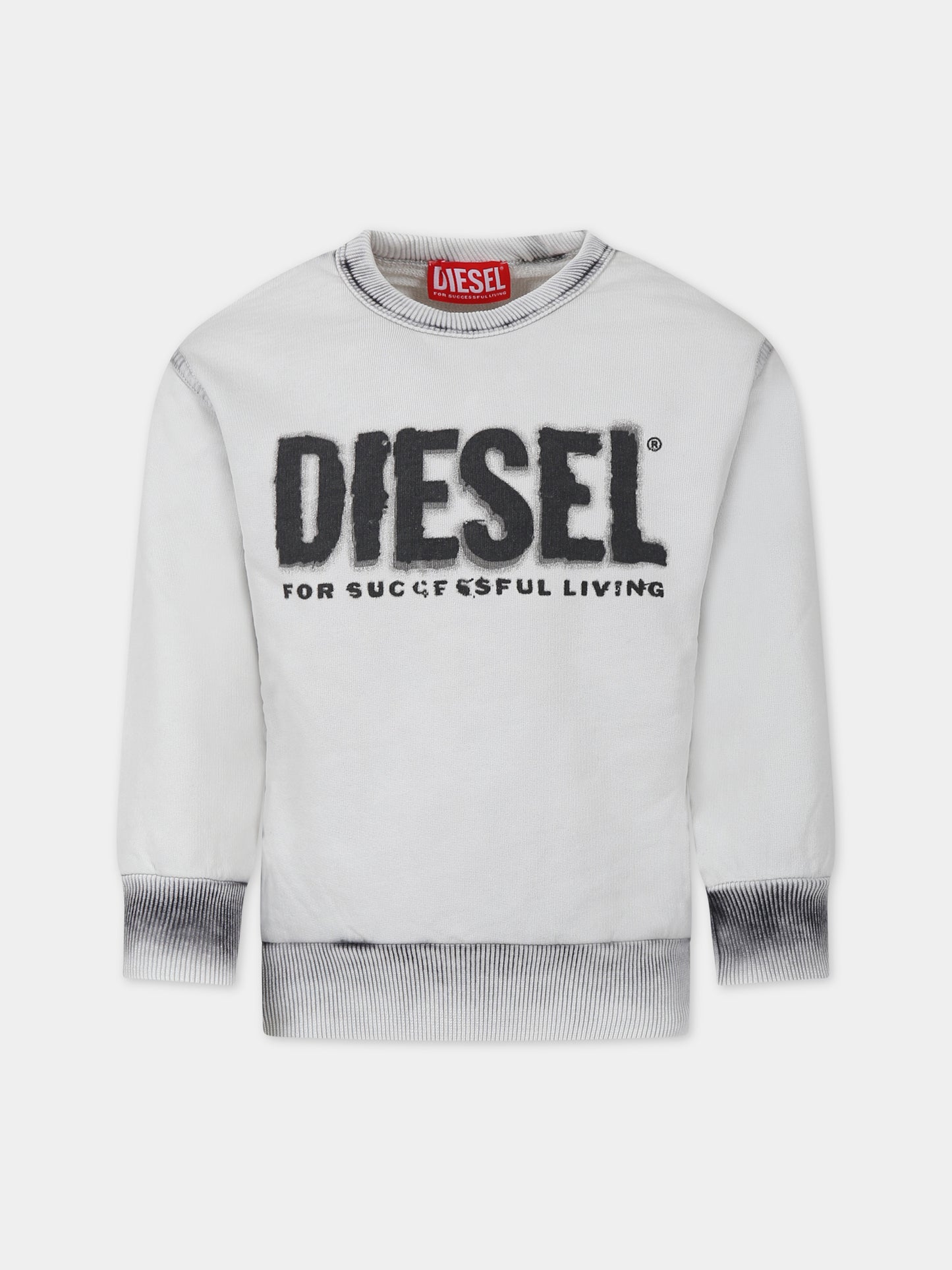 Felpa grigia per bambino con logo,Diesel,J01114 KYAU8 K955