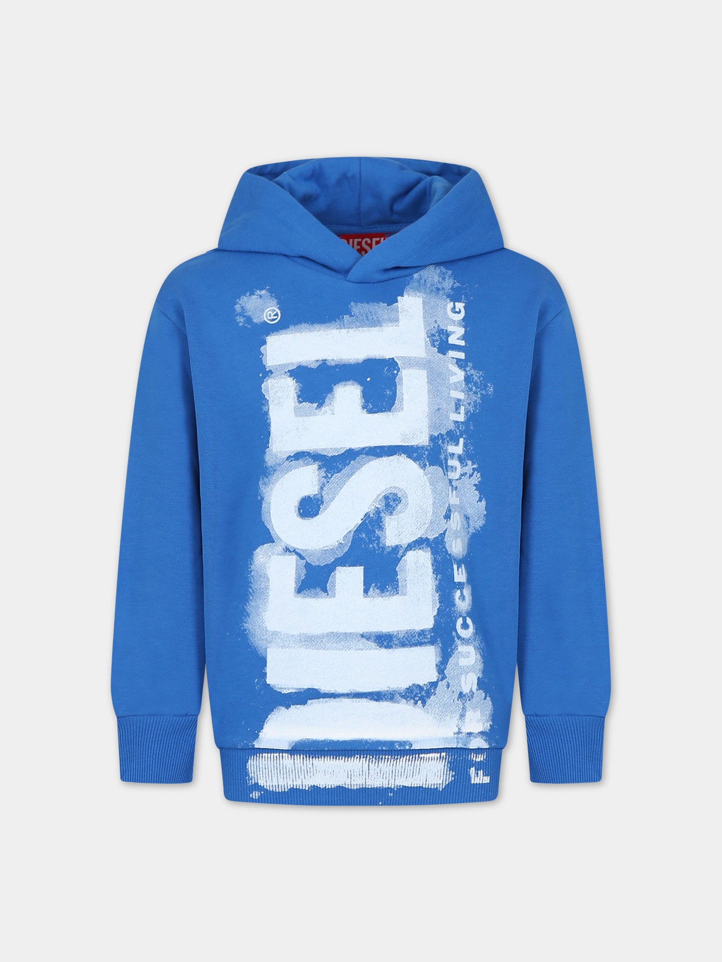 Felpa azzurra per bambino con logo,Diesel,J01115 KYAU6 K80H