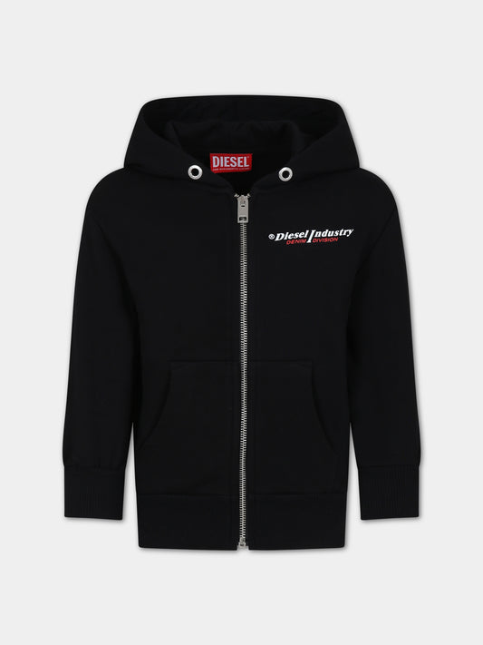Felpa nera per bambino con logo,Diesel,J01116 0IAJH K900