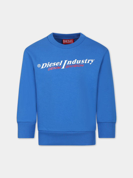 Felpa blu per bambino con stampa logo,Diesel,J01117 0IAJH K80H