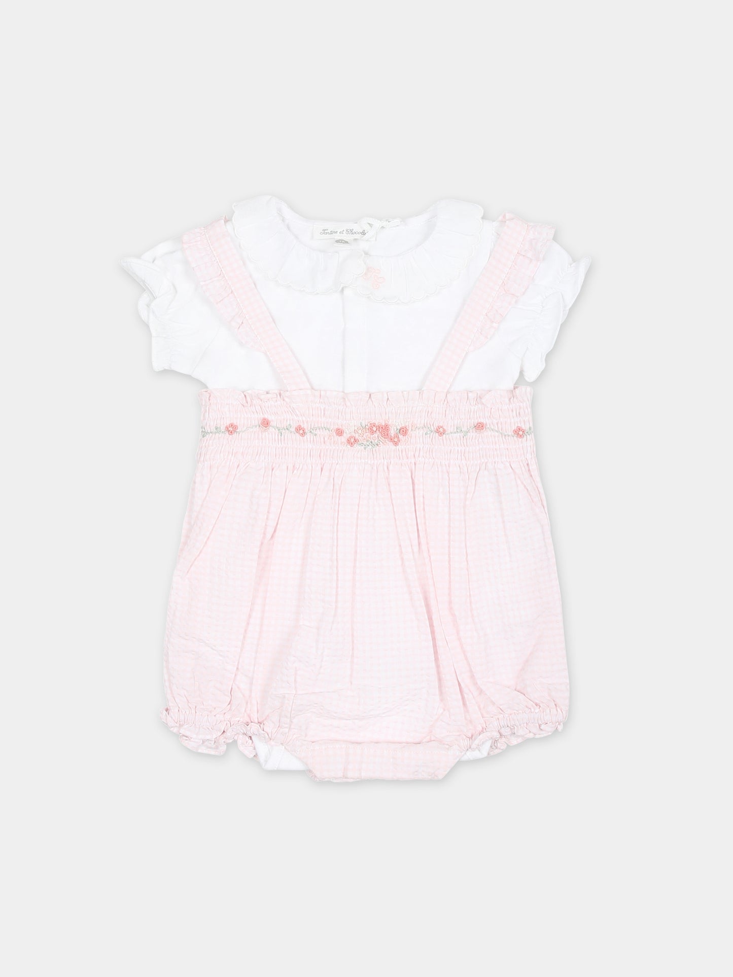 Salopette rosa per neonata con tessuto Liberty,Tartine Et Chocolat,TY37010 31