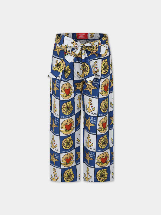 Pantaloni blu per bambini con stampa pop,Alessandro Enriquez X Barcellino,112108