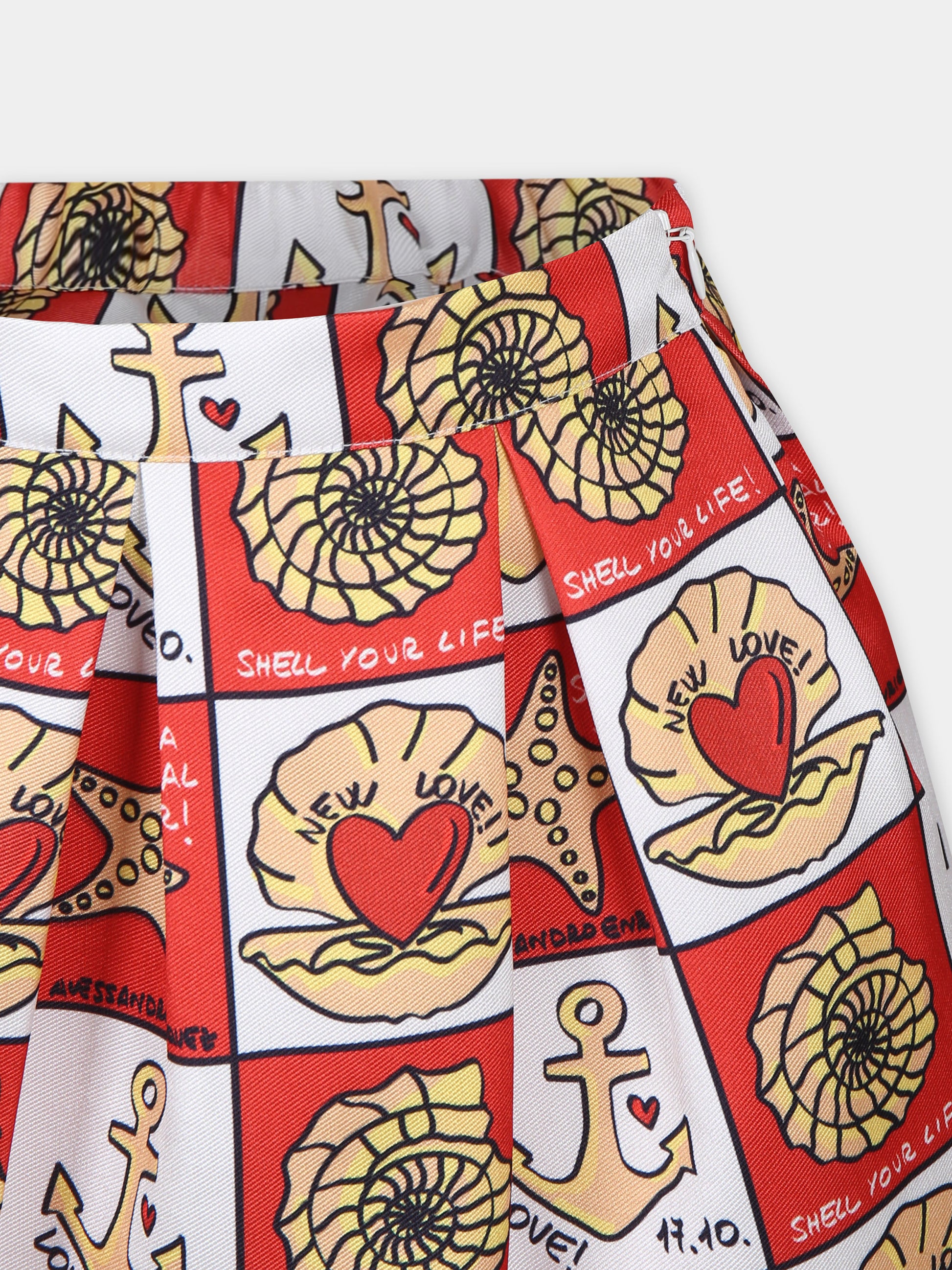 Gonna rossa per bambina con stampa pop,Alessandro Enriquez X Barcellino,112207