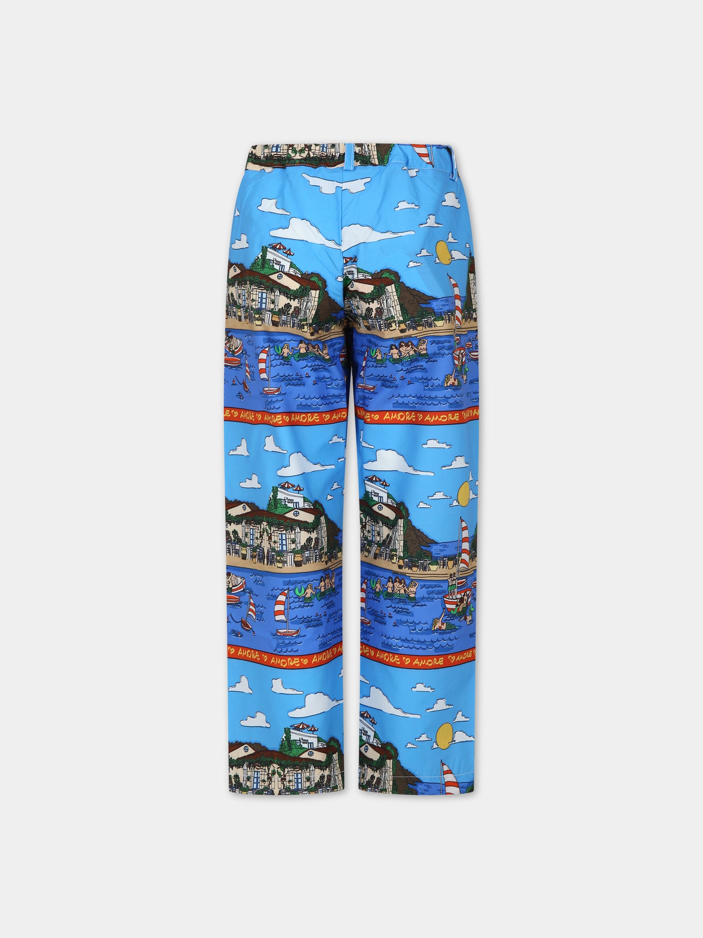 Pantaloni azzurri per bambini con stampa pop,Alessandro Enriquez X Barcellino,112308