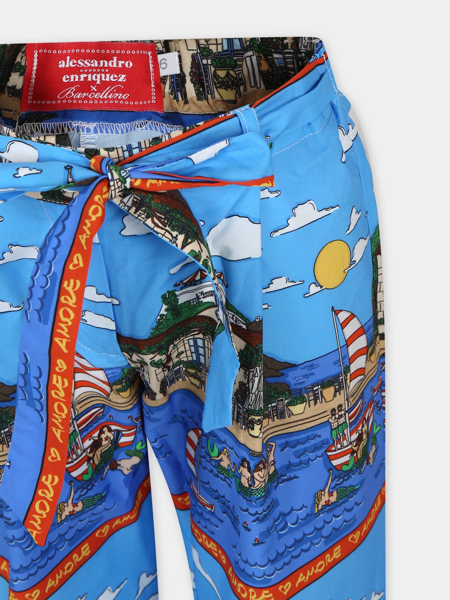 Pantaloni azzurri per bambini con stampa pop,Alessandro Enriquez X Barcellino,112308