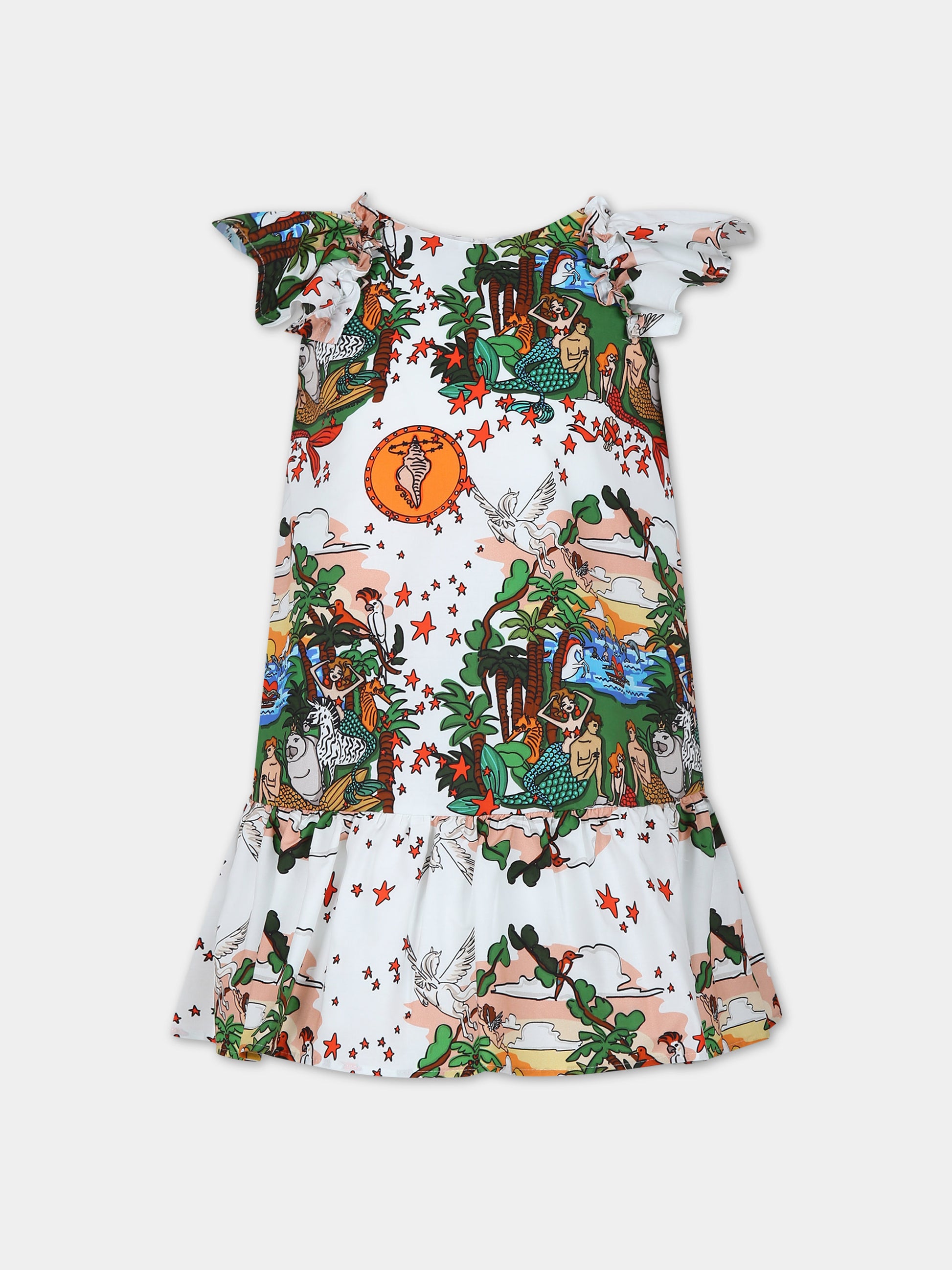 Vestito bianco per bambina con stampa pop,Alessandro Enriquez X Barcellino,112405