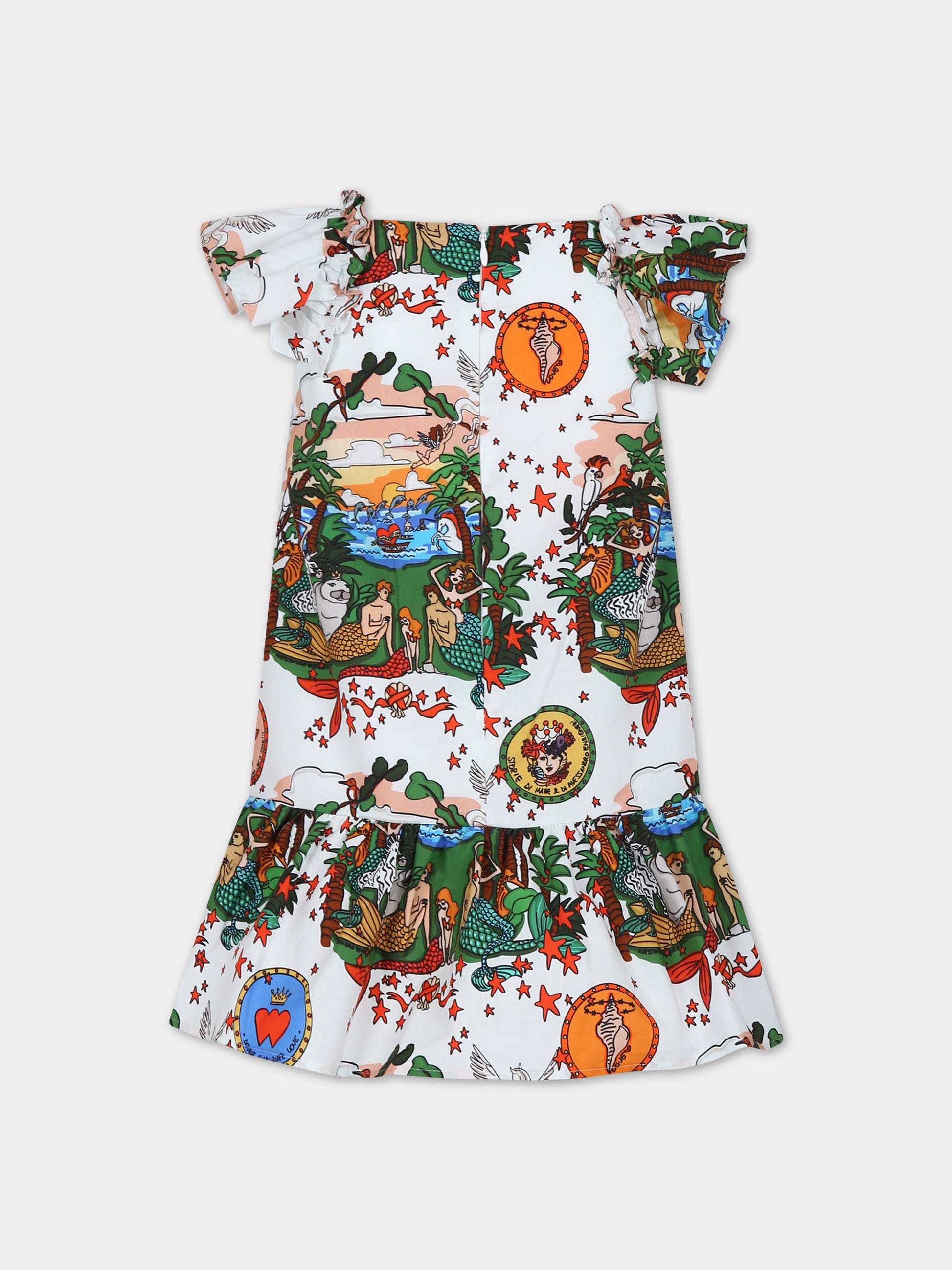 Vestito bianco per bambina con stampa pop,Alessandro Enriquez X Barcellino,112405