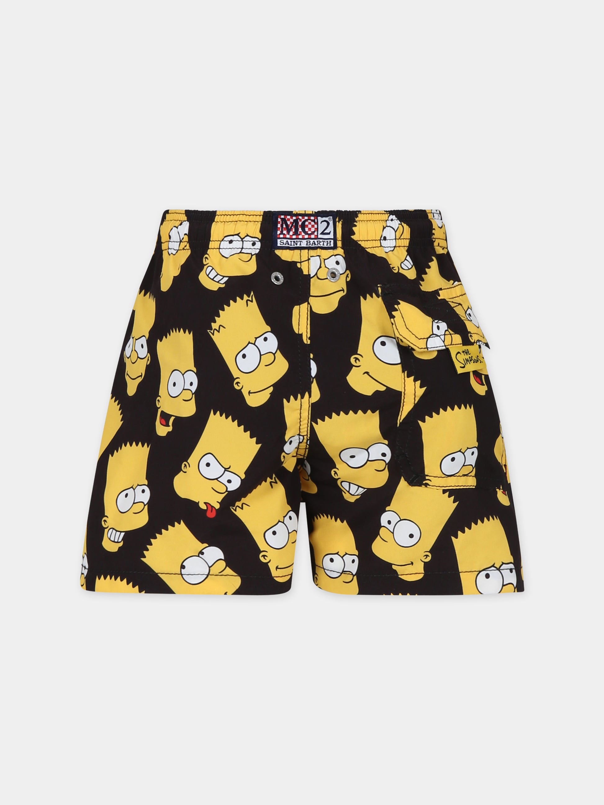 Boxer mare nero per bambino con stampa Bart Simpson e logo,Mc2 Saint Barth,JEA0001 02590F