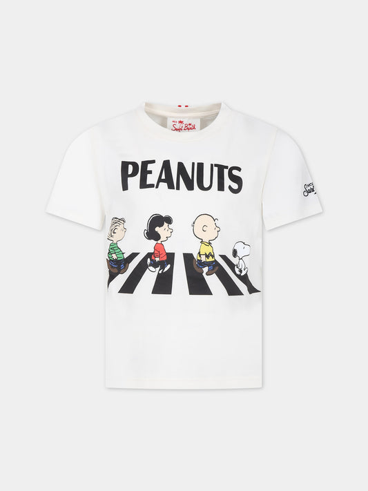 T-shirt avorio per bambini con stampa Peanuts,Mc2 Saint Barth,TSH0001 00211F