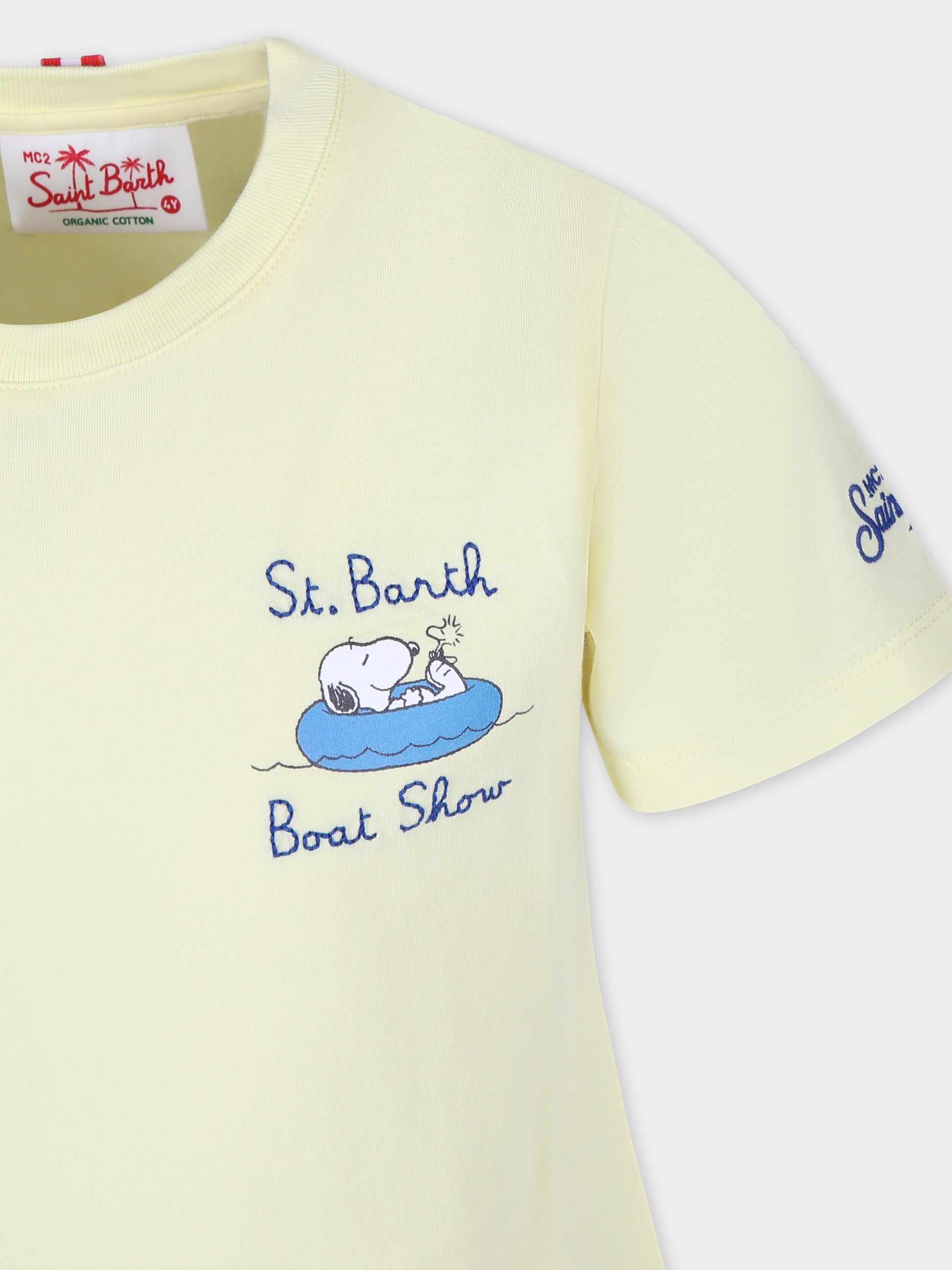 T-shirt gialla per bambini con stampa Snoopy,Mc2 Saint Barth,TSH0001 02685F