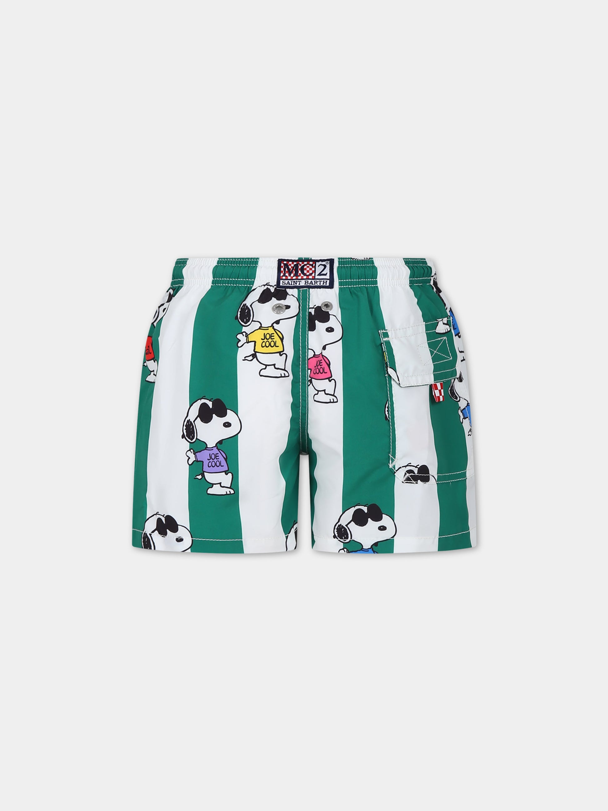 Boxer mare verde per bambino con stampa Snoopy,Mc2 Saint Barth,JEA0001 00590F