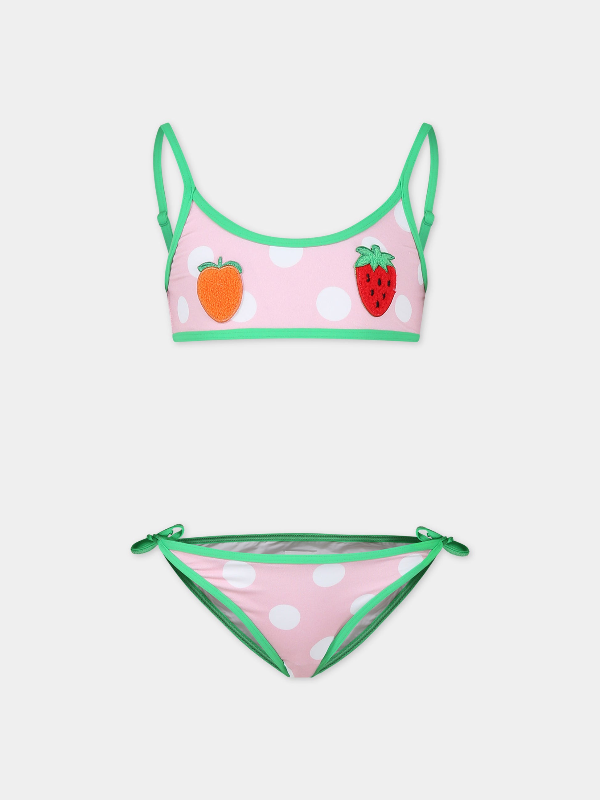 Bikini rosa per bambina con frutta e pois,Mc2 Saint Barth,JAI0002 02102F