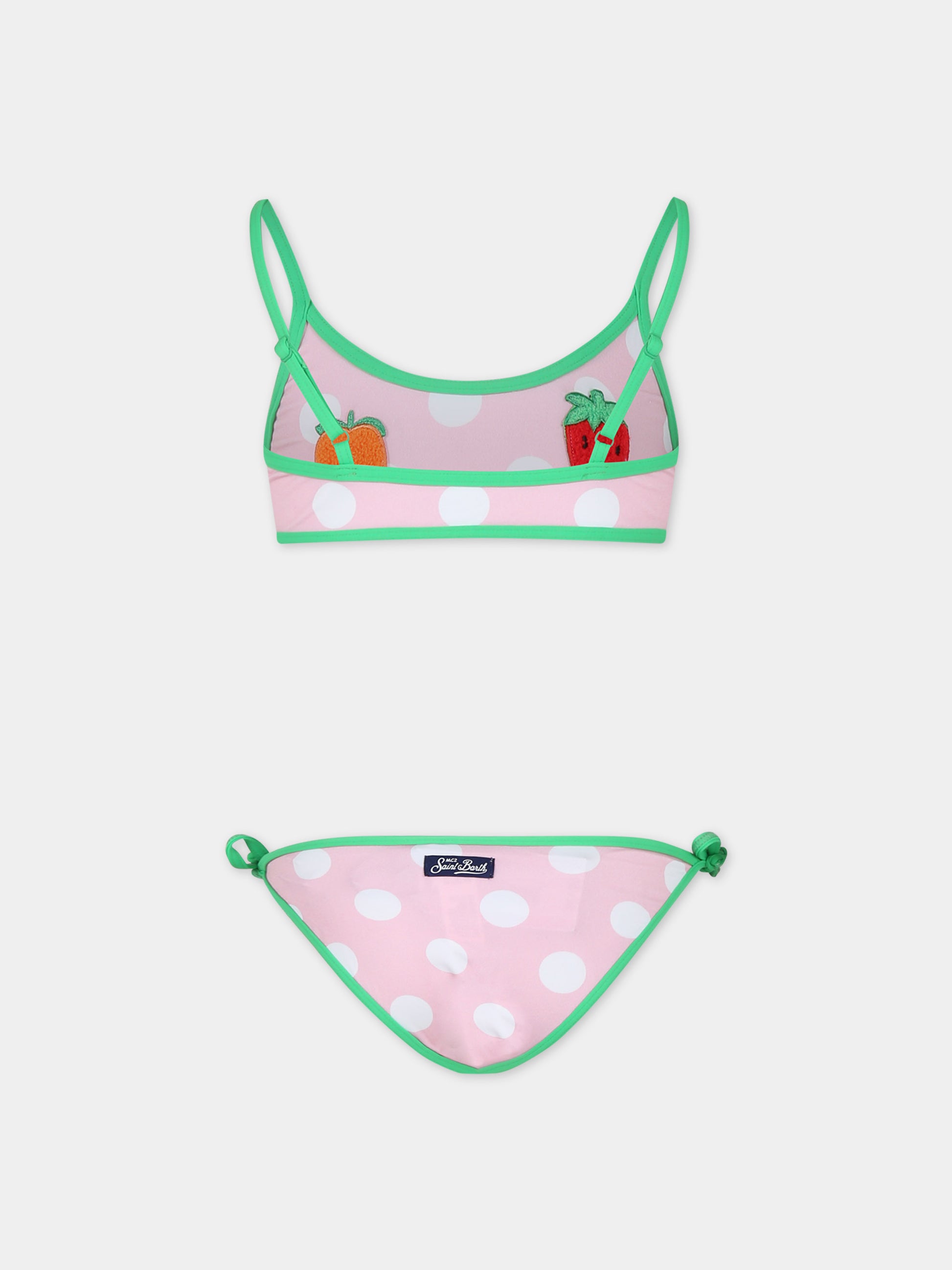 Bikini rosa per bambina con frutta e pois,Mc2 Saint Barth,JAI0002 02102F