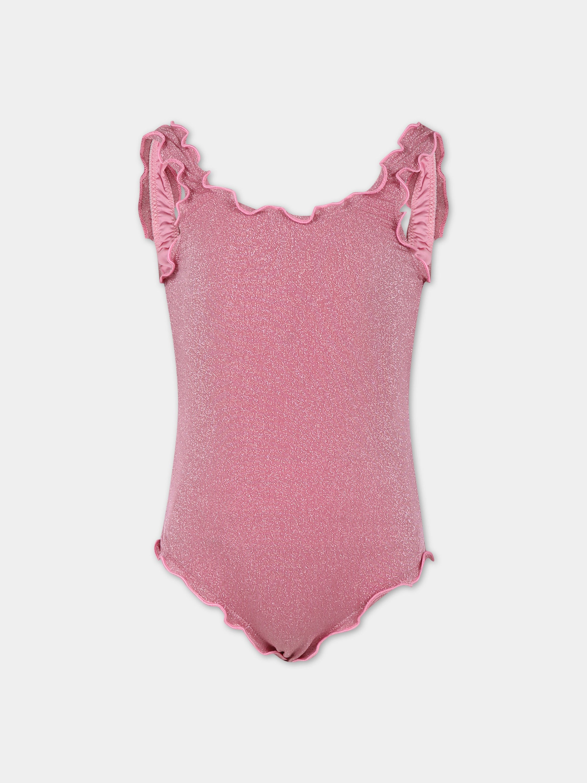 Costume intero fucsia per bambina con logo,Mc2 Saint Barth,CLIO001 00339F