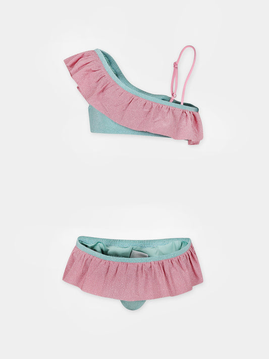 Bikini verde per bambina con logo,Mc2 Saint Barth,REY0001 01038F