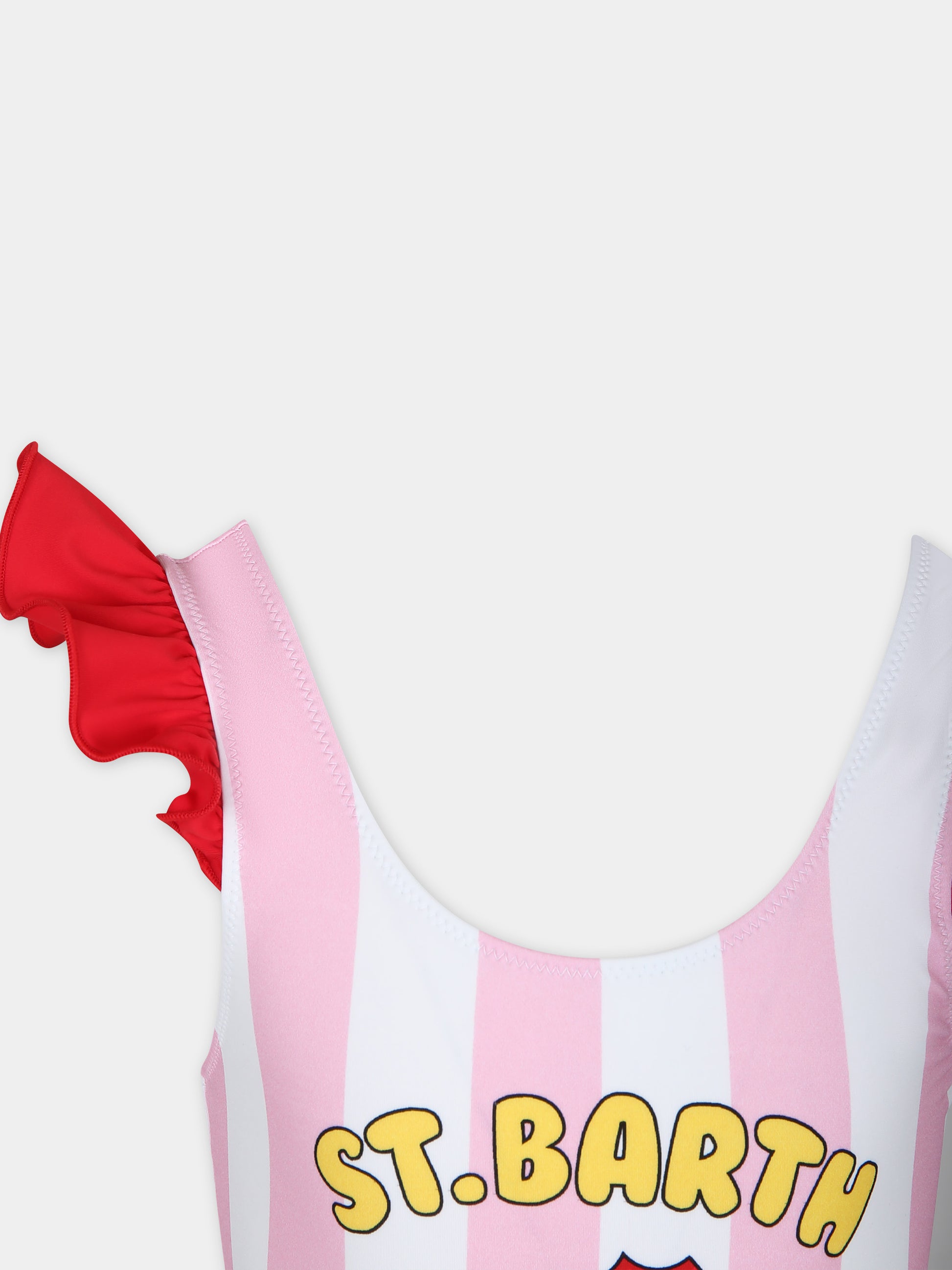 Costume rosa per bambina con fragola e logo,Mc2 Saint Barth,CARO001 00350F