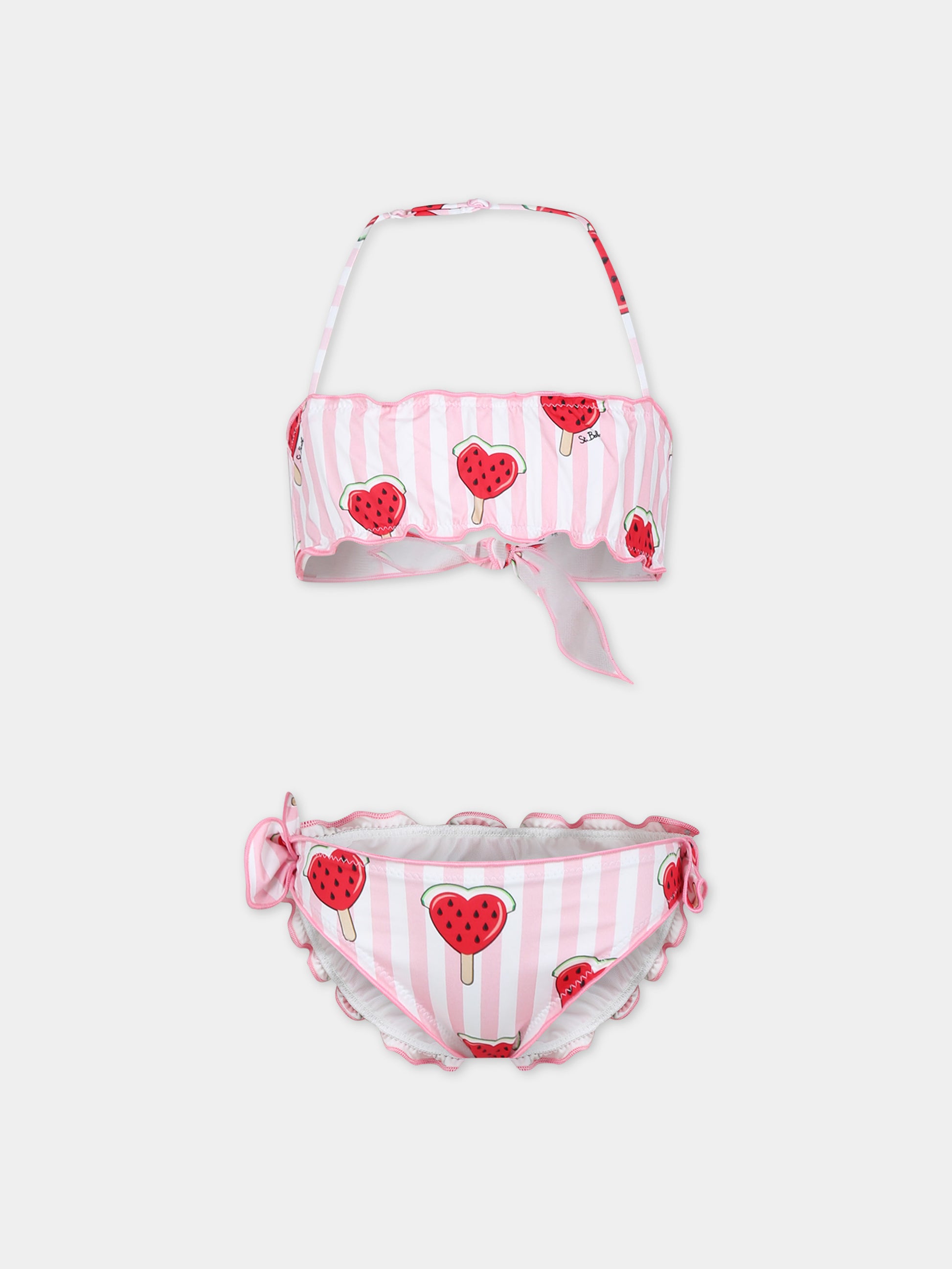 Bikini rosa per bambina con fragole e cuori,Mc2 Saint Barth,EMY0001 00726F