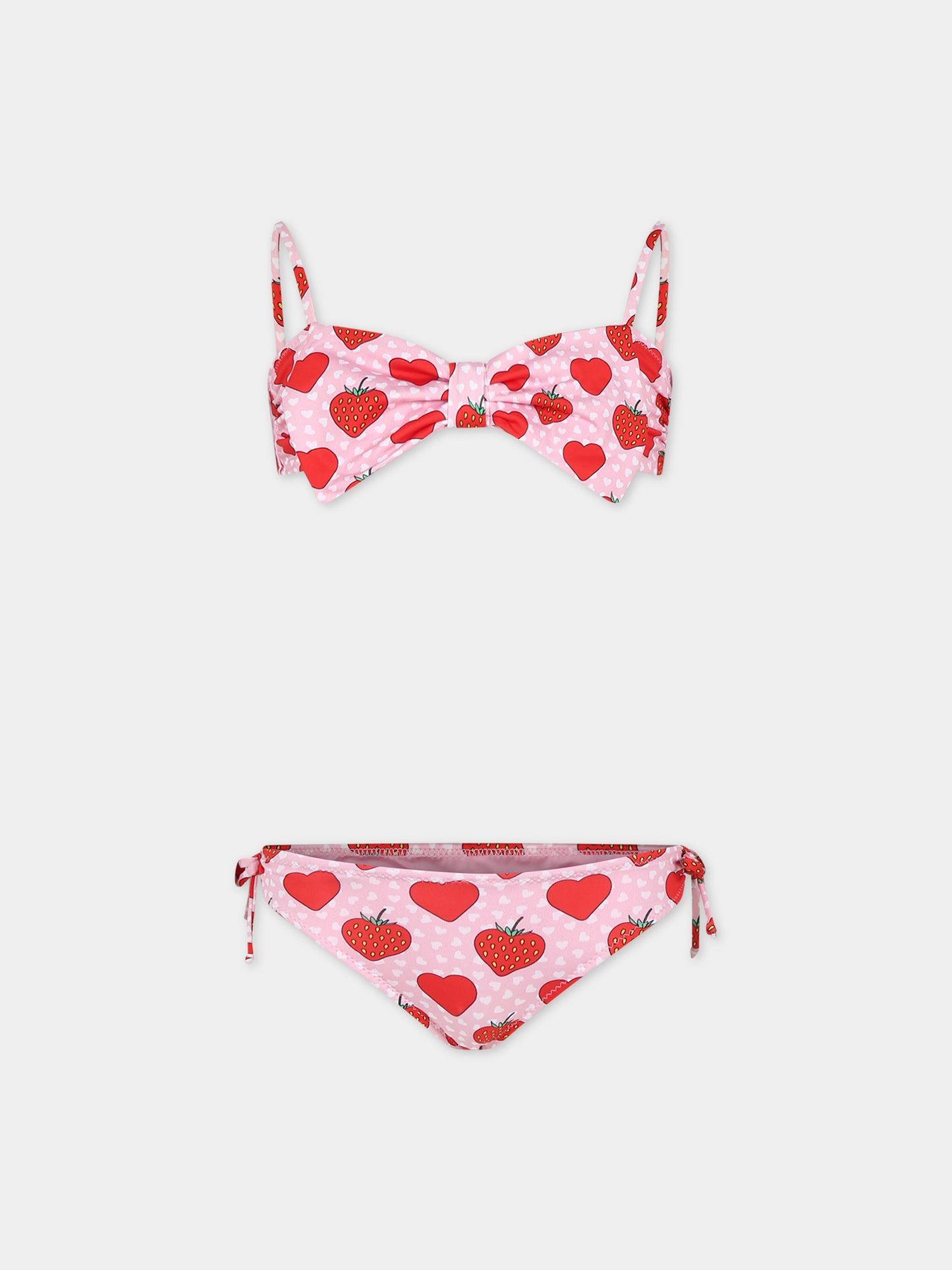 Bikini rosa per bambina con fragole e cuori,Mc2 Saint Barth,MISS001 00543F