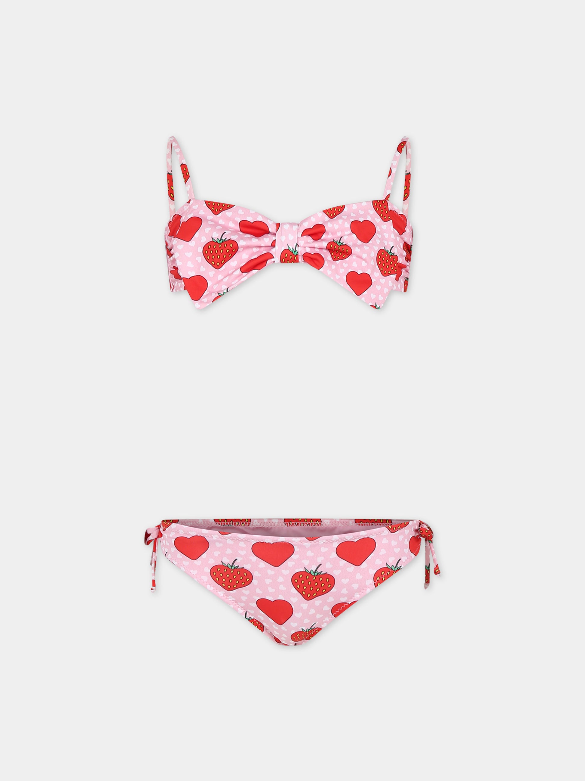 Bikini rosa per bambina con fragole e cuori,Mc2 Saint Barth,MISS001 00543F