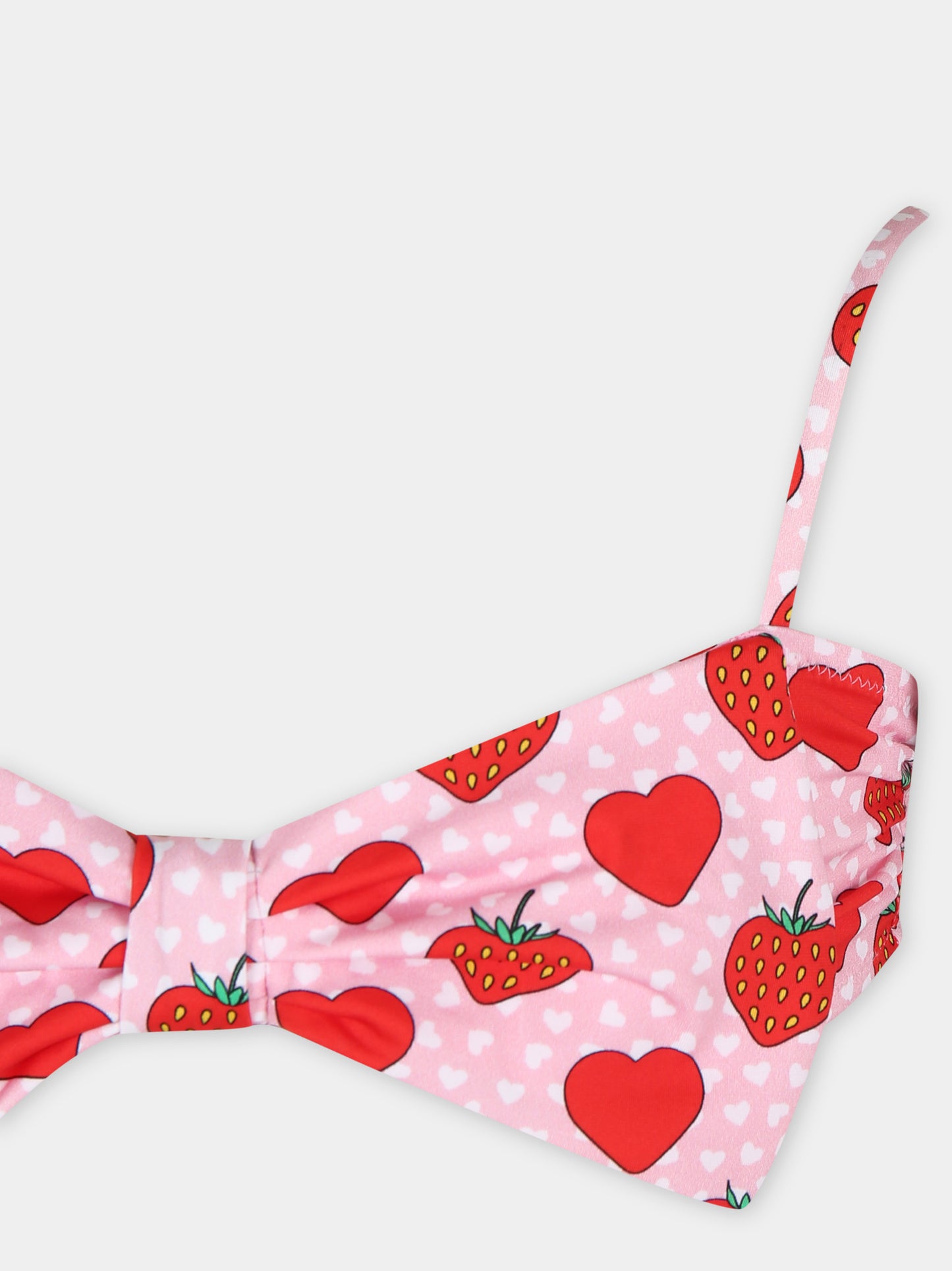 Bikini rosa per bambina con fragole e cuori,Mc2 Saint Barth,MISS001 00543F