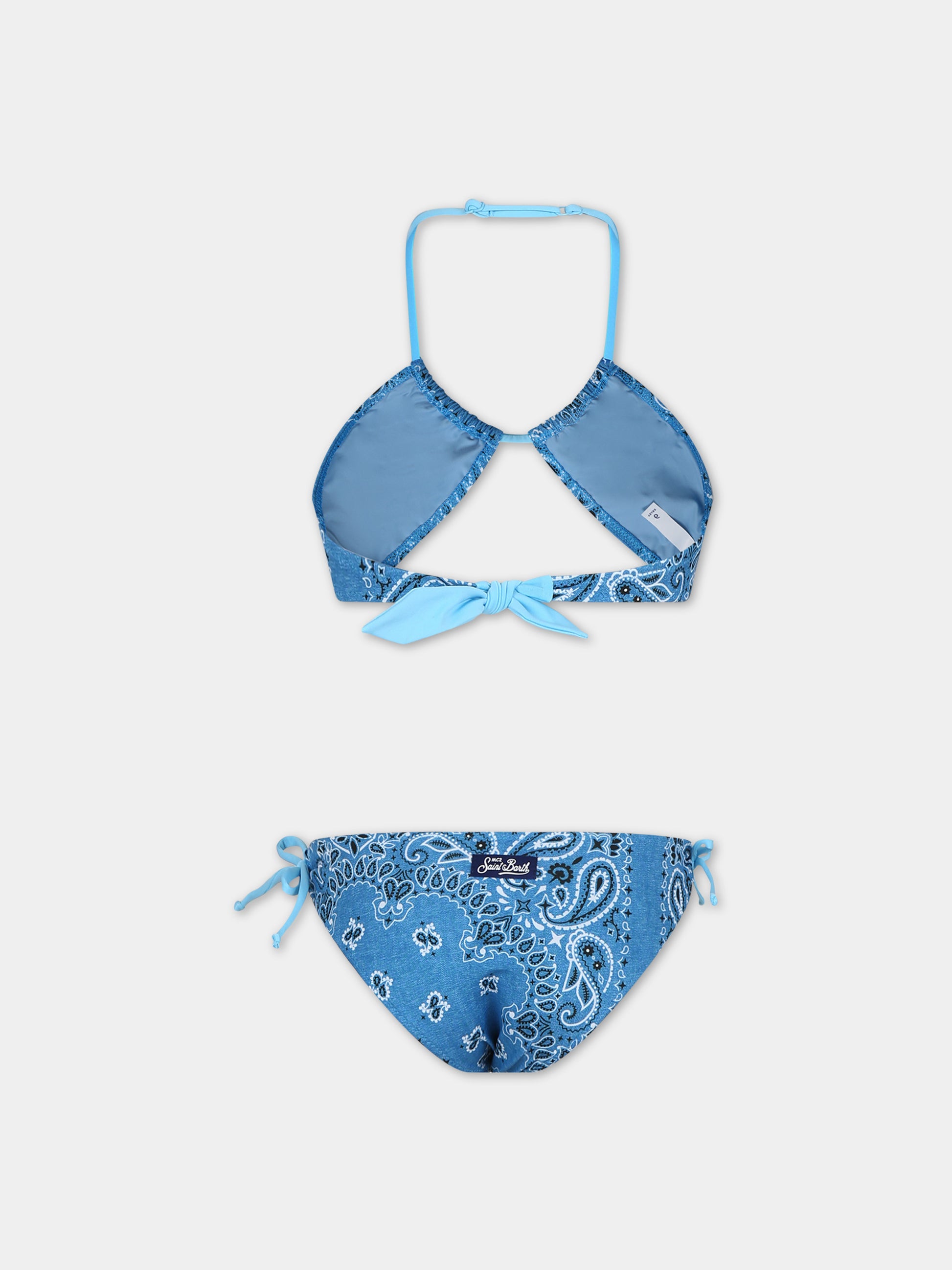 Bikini blu per bambina con motivo paisley,Mc2 Saint Barth,ARY00002 01792F