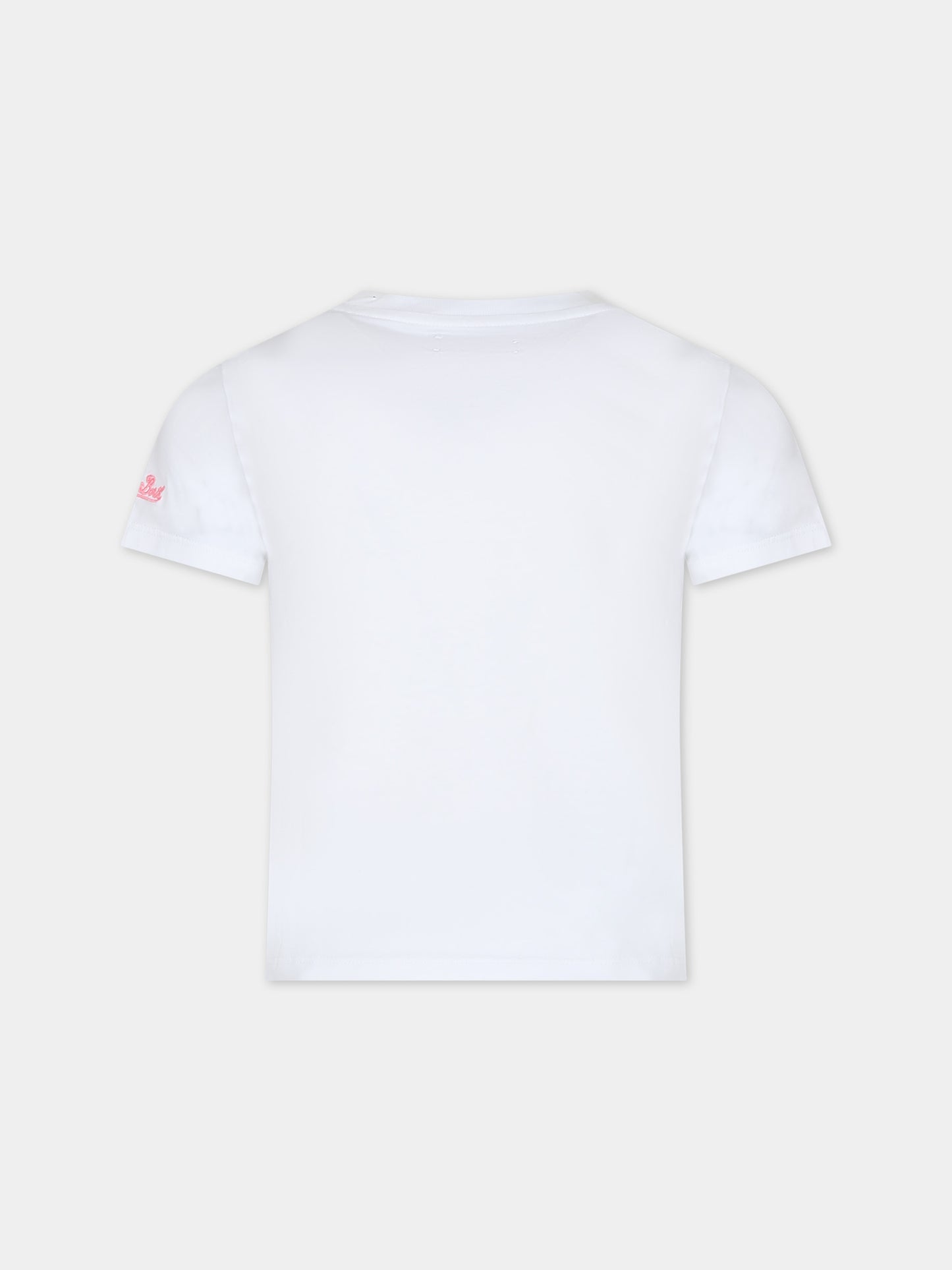 T-shirt bianca per bambina con stampa angeli,Mc2 Saint Barth,ELLY001 03077F