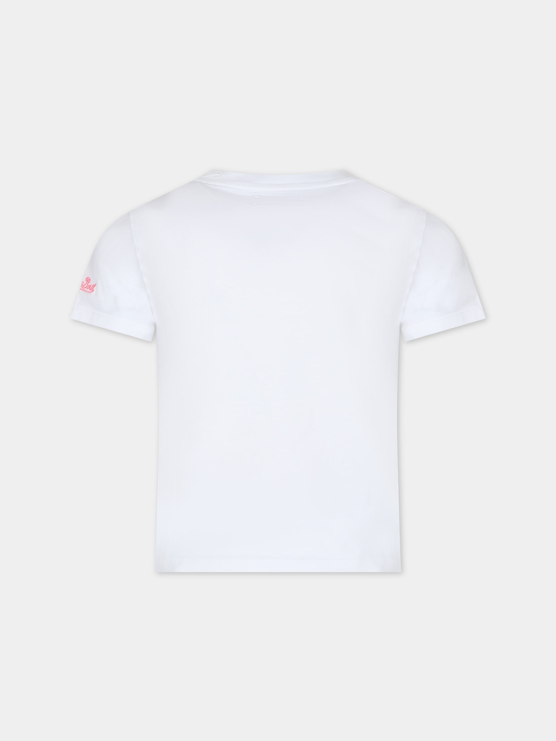 T-shirt bianca per bambina con stampa angeli,Mc2 Saint Barth,ELLY001 03077F