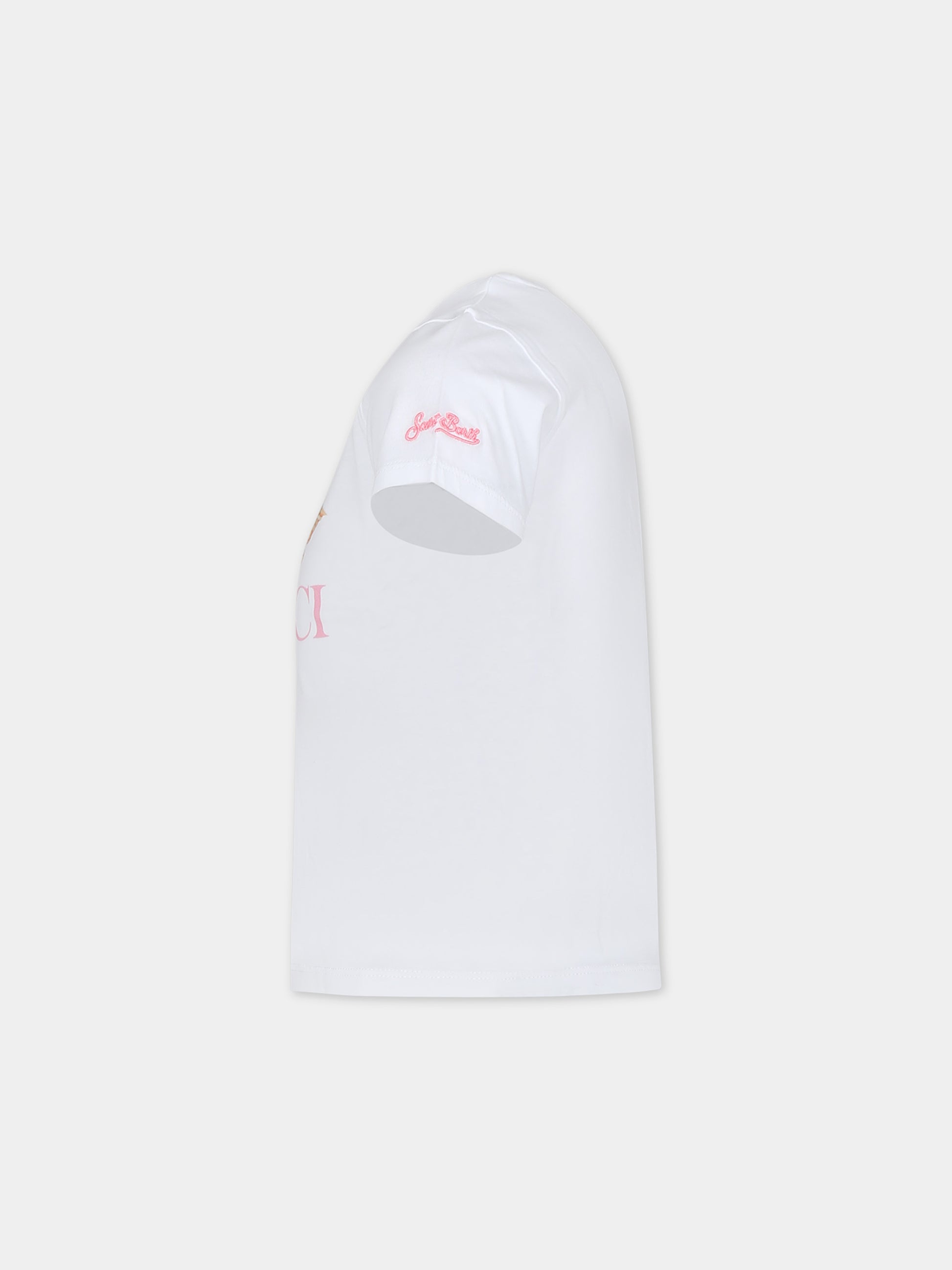 T-shirt bianca per bambina con stampa angeli,Mc2 Saint Barth,ELLY001 03077F