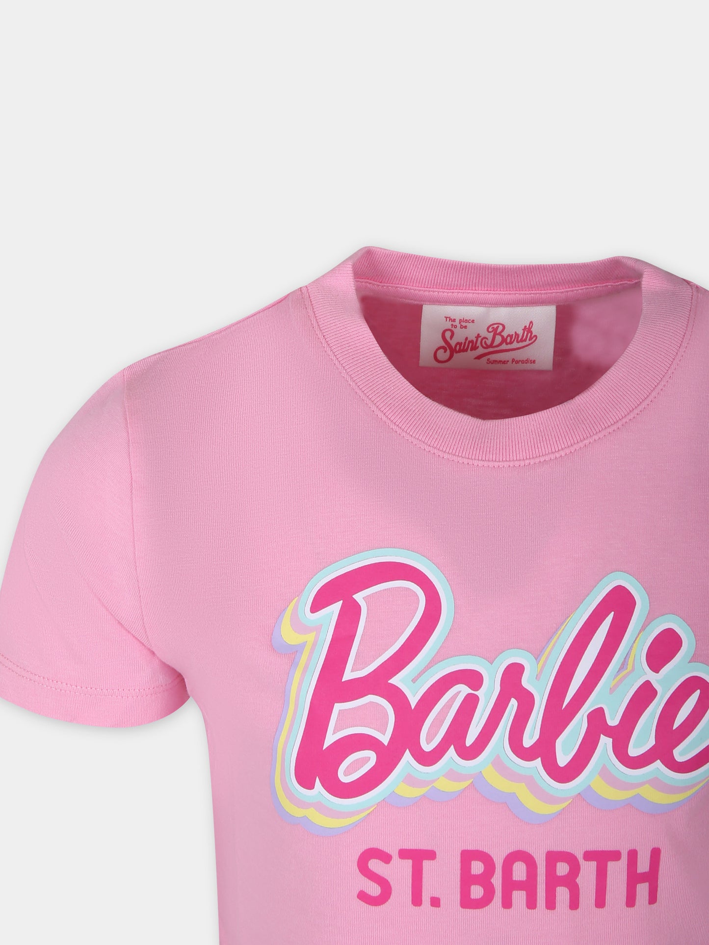 T-shirt rosa per bambina con scritta,Mc2 Saint Barth,ELLY001 03292F