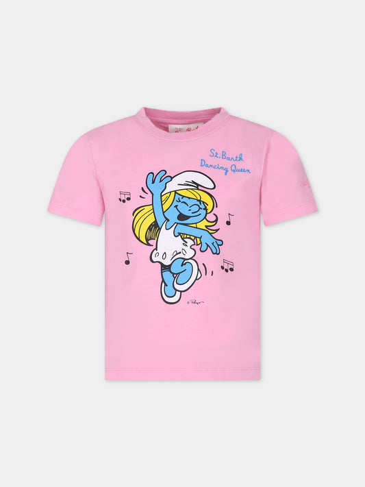 T-shirt rosa per bambina con stampa Puffetta,Mc2 Saint Barth,ELLY001 01939F