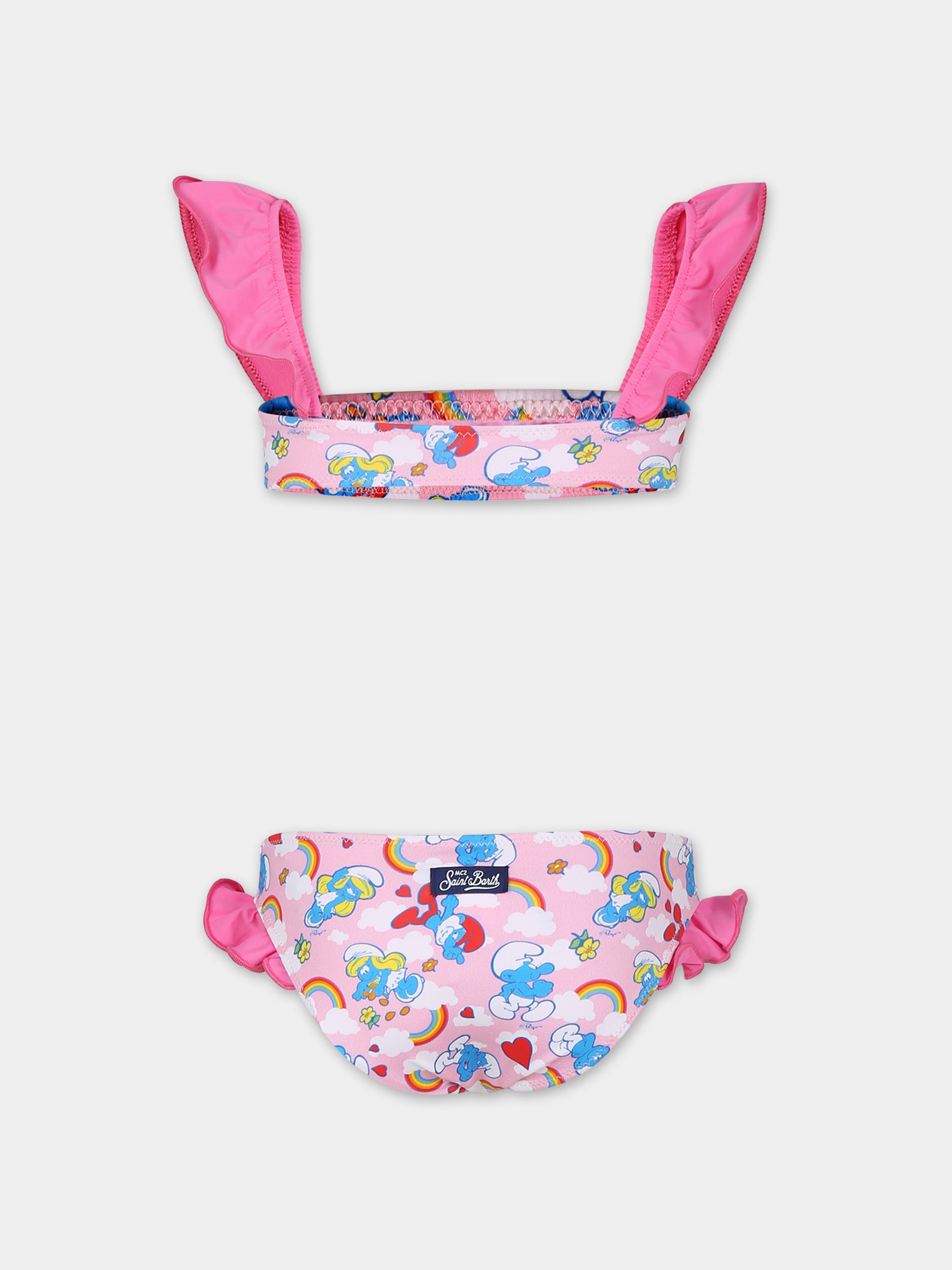 Bikini rosa per bambina con stampa Puffi,Mc2 Saint Barth,LINDY001 03041F