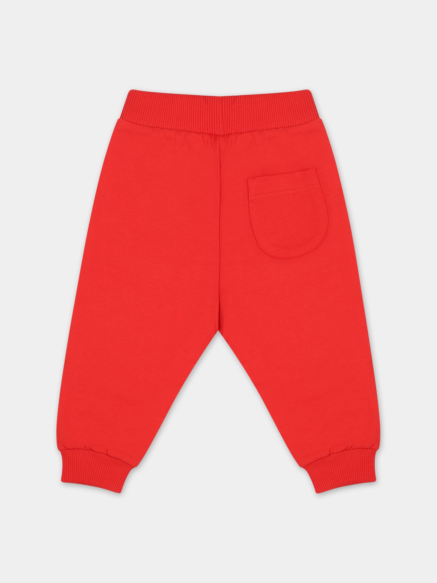 Pantaloni rossi per neonati con Teddy Bear,Moschino Kids,MZP02I LCA19 50109