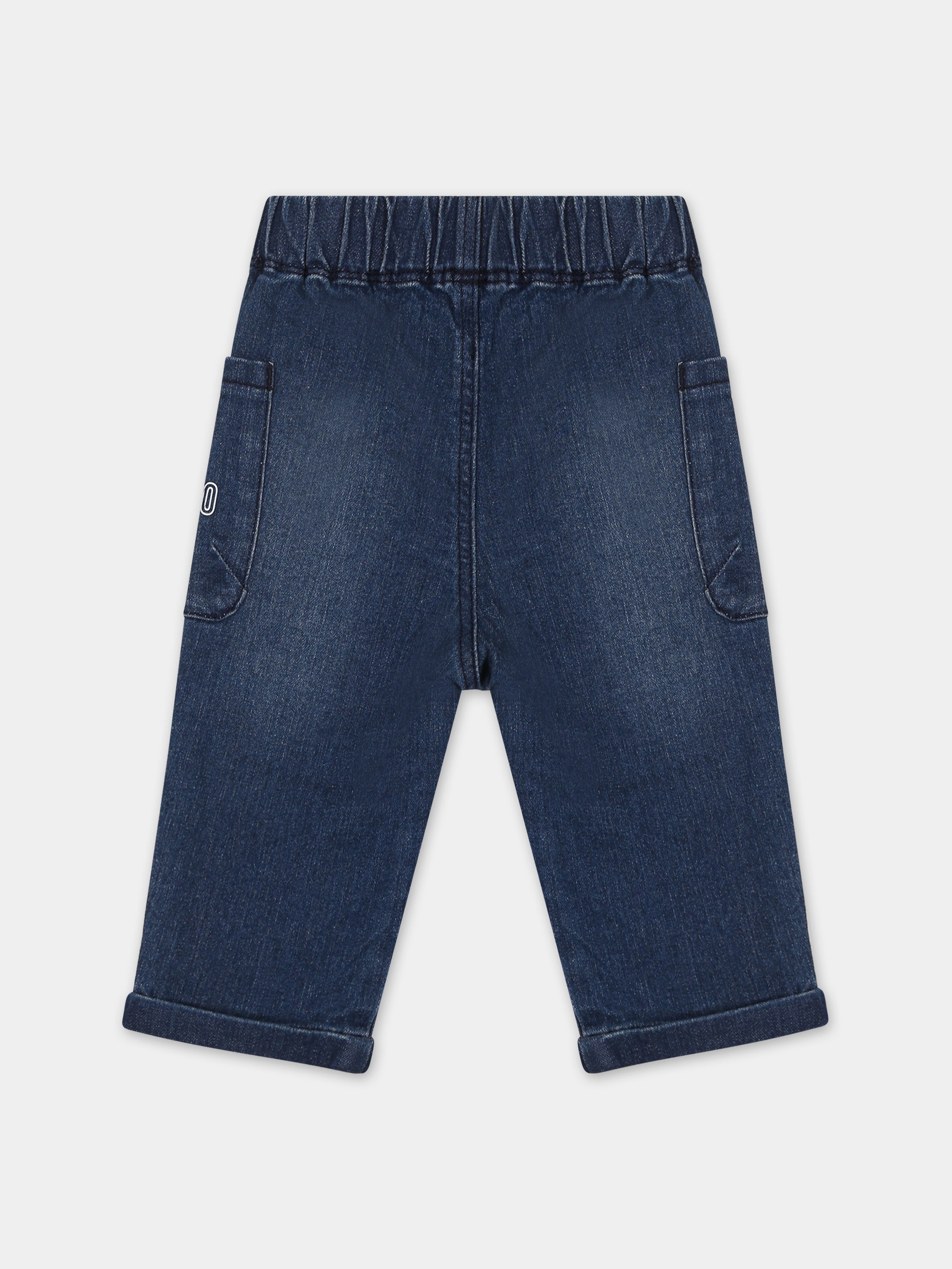 Jeans blu per neonato con Teddy Bear,Moschino Kids,MUP04D LXE16 40097