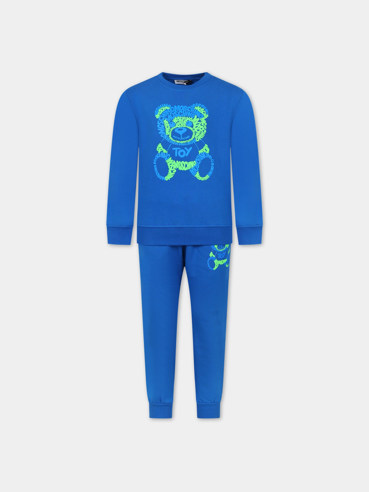 Completo blu per bambino con stampa Teddy Bear,Moschino Kids,HUK039 LCA32 40515