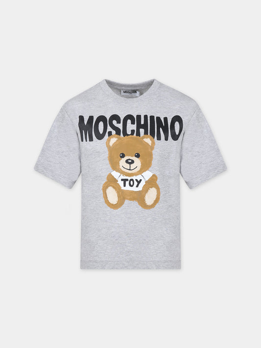 T-shirt grigia per bambini con Teddy Bear,Moschino Kids,HOM03R LAA23 60926