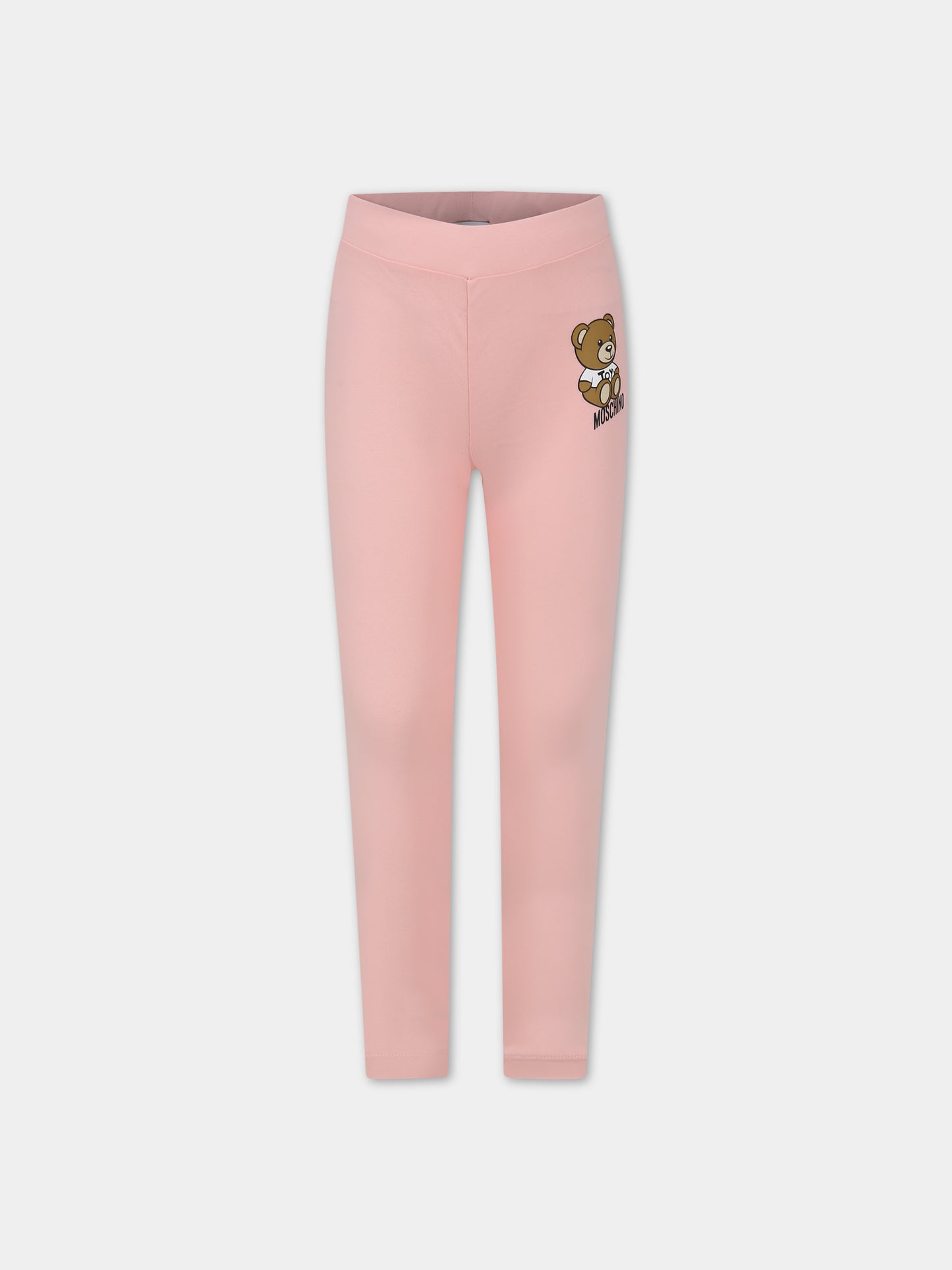 Leggings rosa per bambina con Teddy Bear,Moschino Kids,H3P047 LBA10 50209
