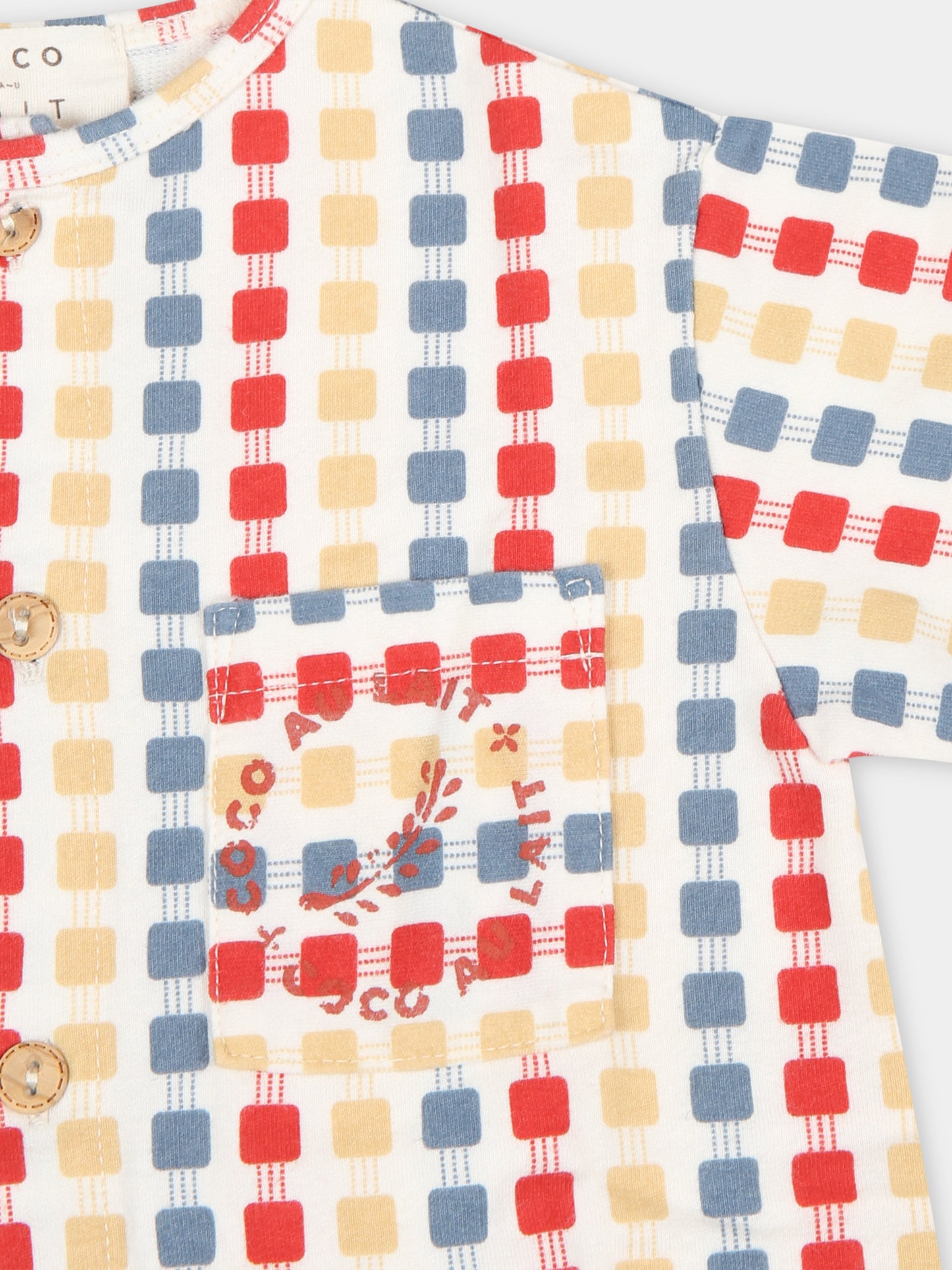 Pagliaccetto avorio per neonati con logo e motivo geometrico,Coco Au Lait,16COCO S001