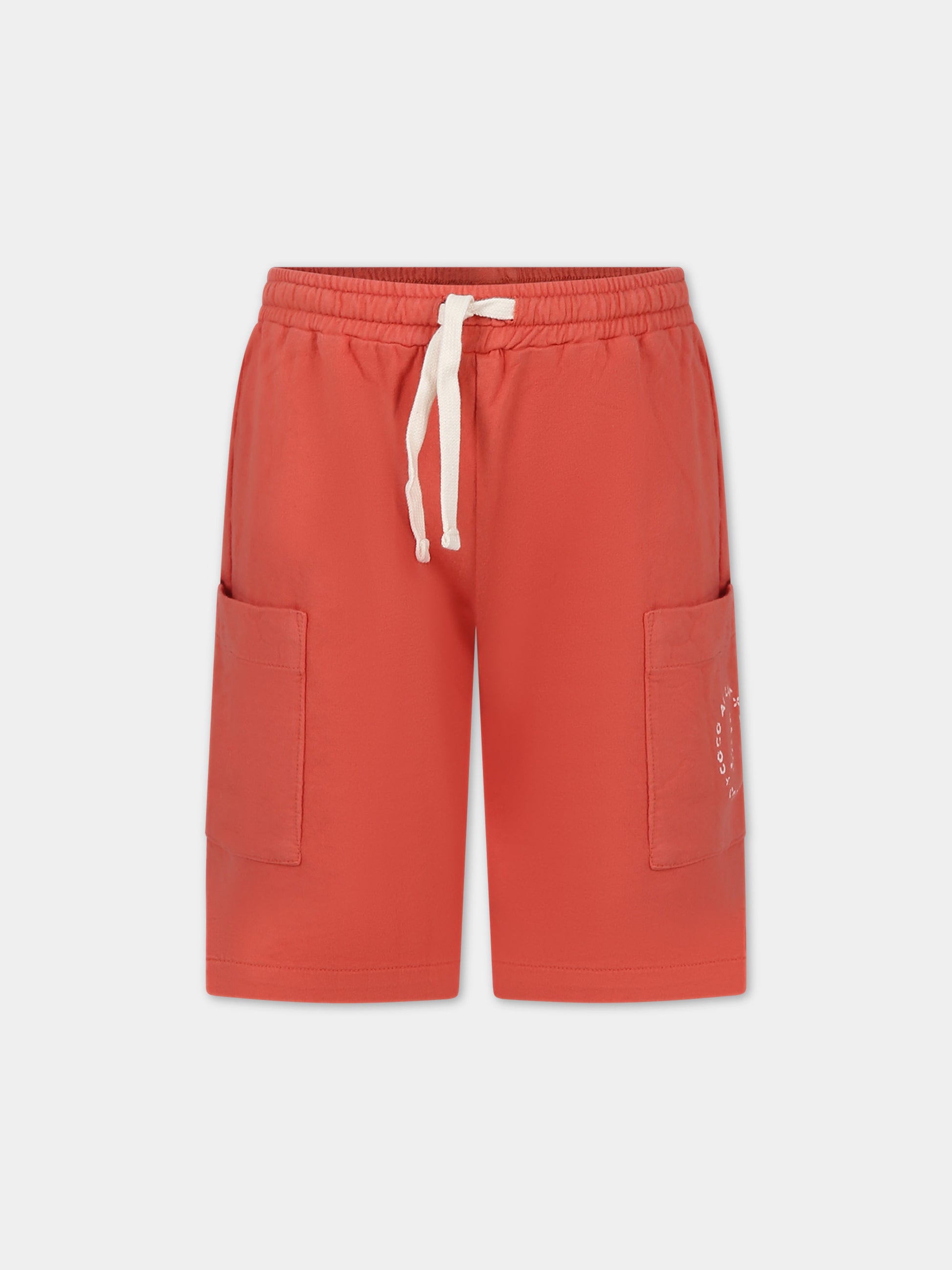Shorts rossi per bambini con logo,Coco Au Lait,16COCO S014