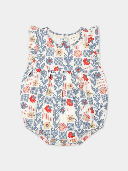 Pagliaccetto bianco per neonata con stampa fiori,Coco Au Lait,16COCO S015