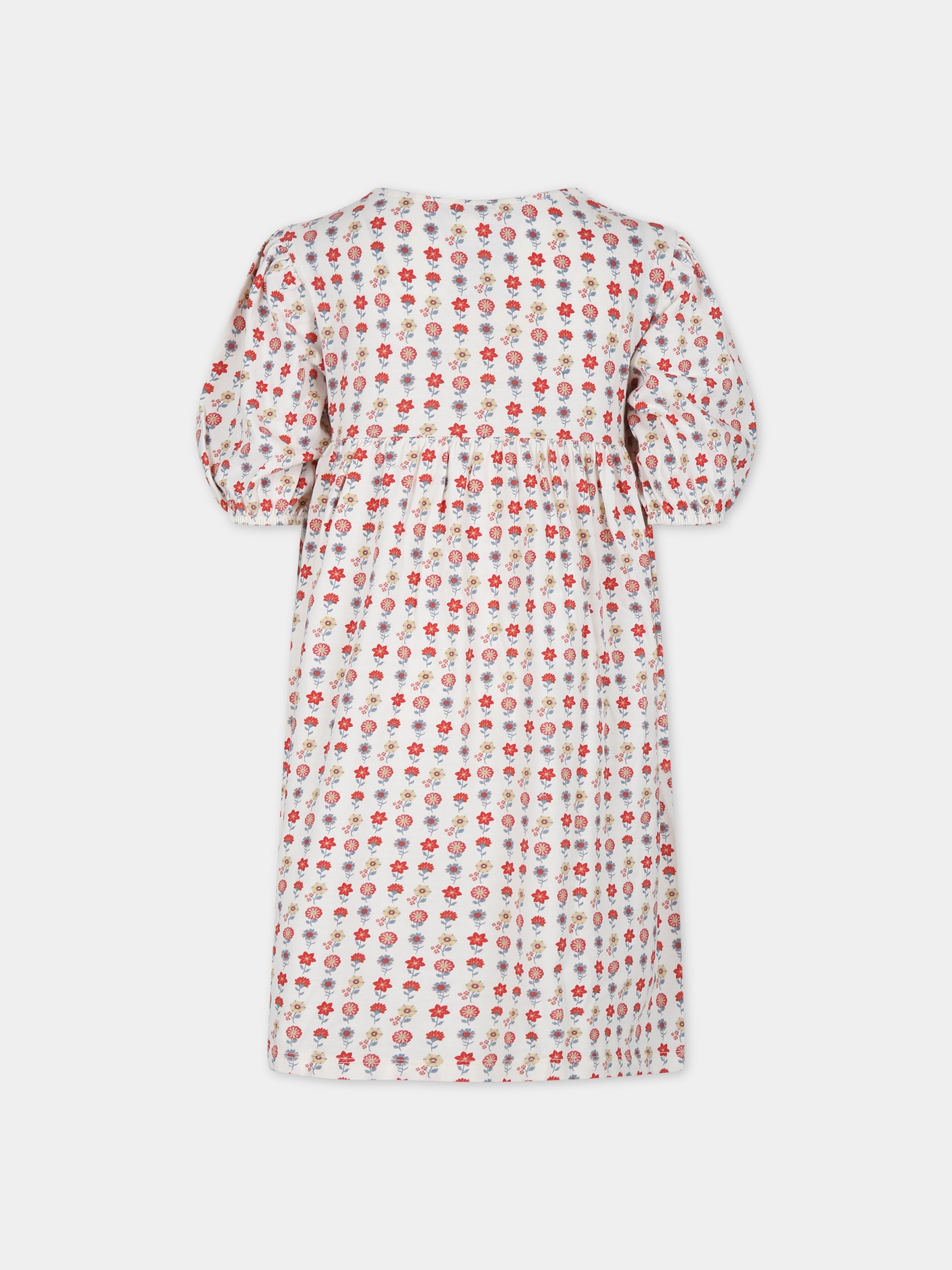 Vestito avorio per bambina con stampa fiori,Coco Au Lait,16COCO S027