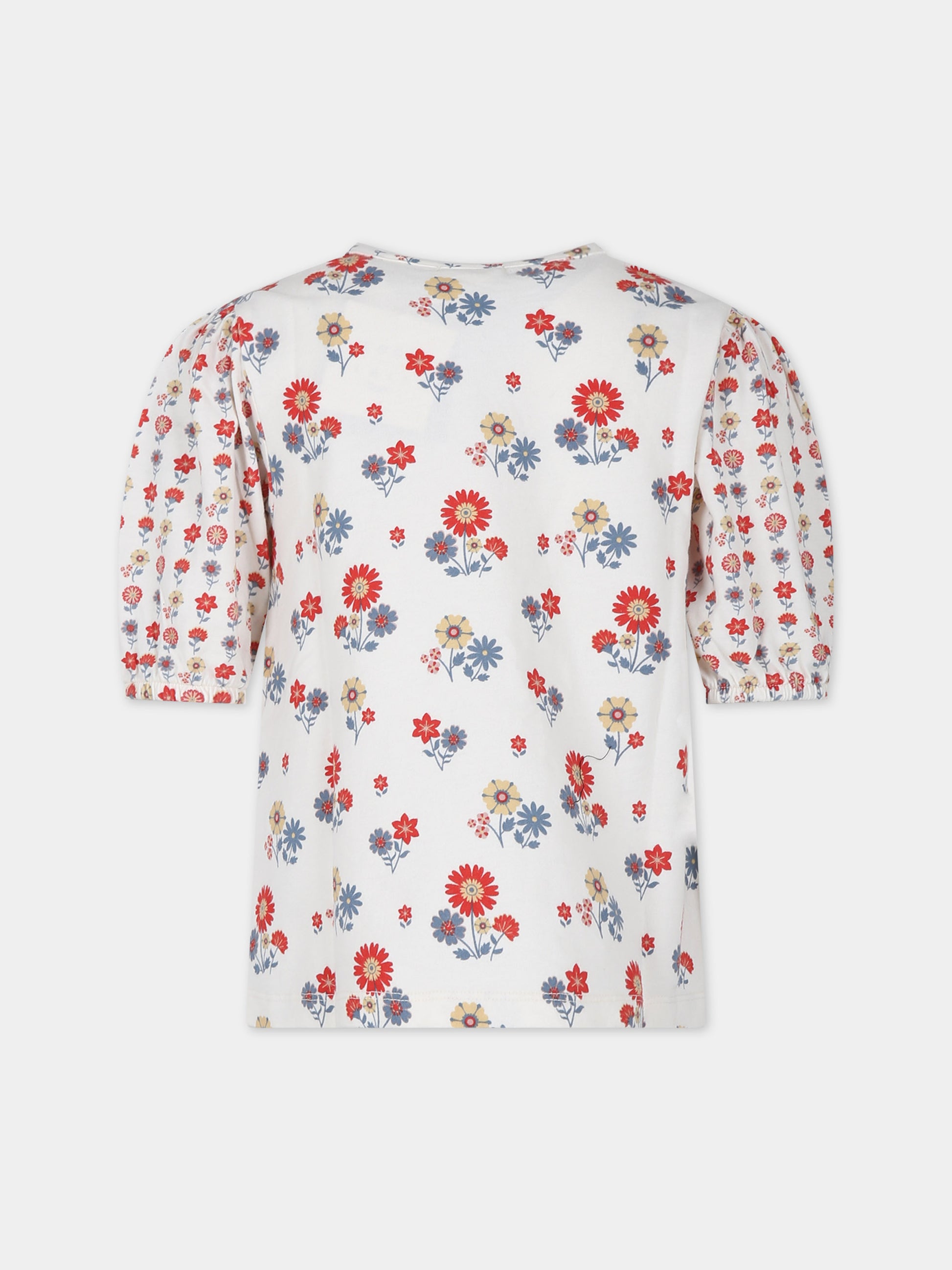 Top avorio per bambina con stampa fiori,Coco Au Lait,16COCO S046