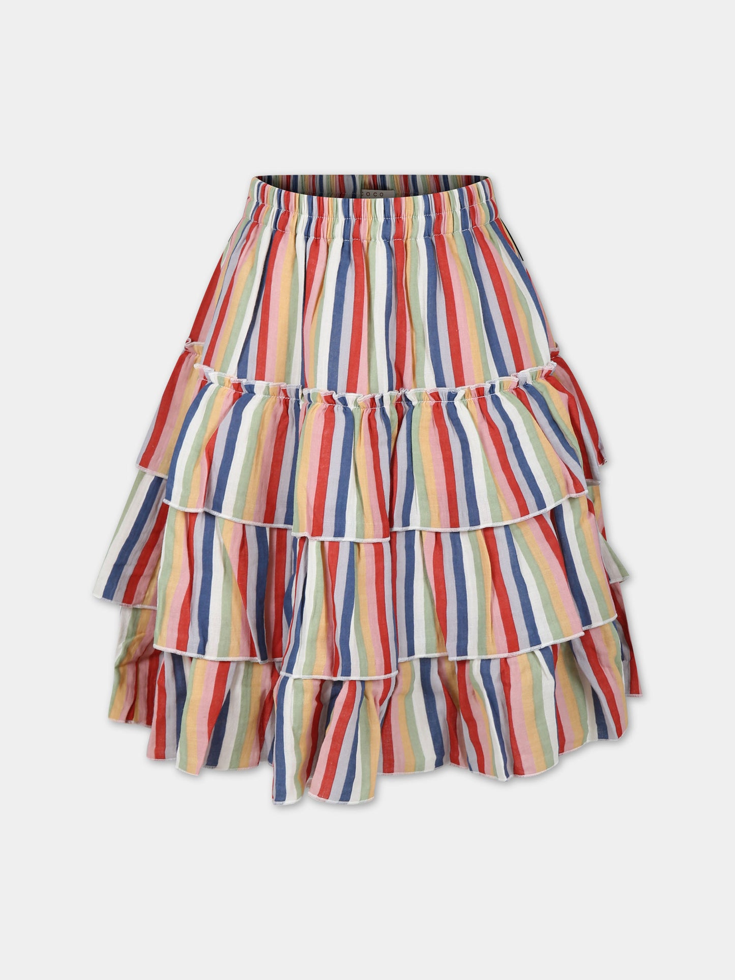 Gonna multicolor per bambina con motivo a righe,Coco Au Lait,16COCO S054