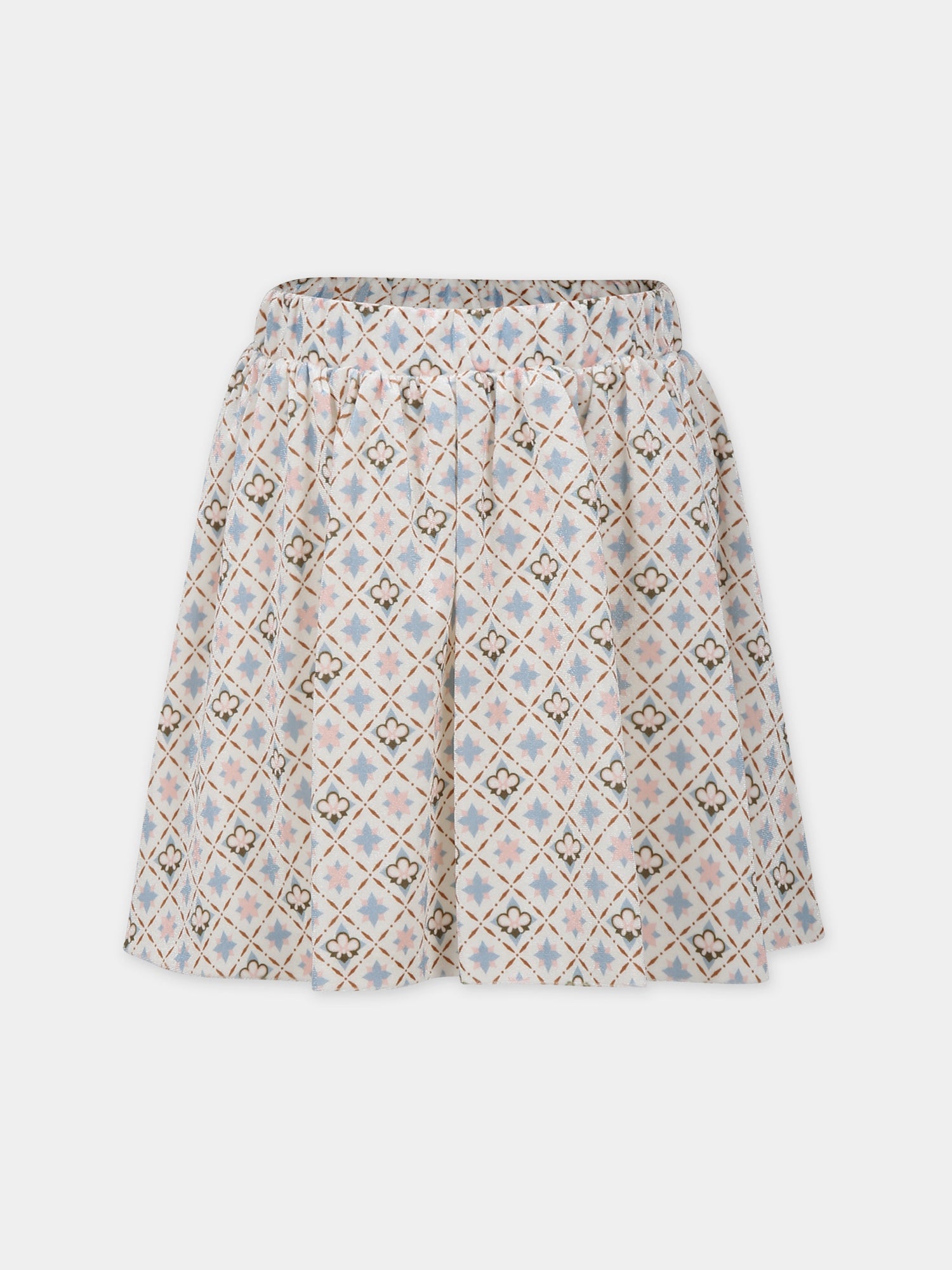 Gonna bianca per bambina con stampa floreale,Simonetta,ST7A61 V0107 101CE